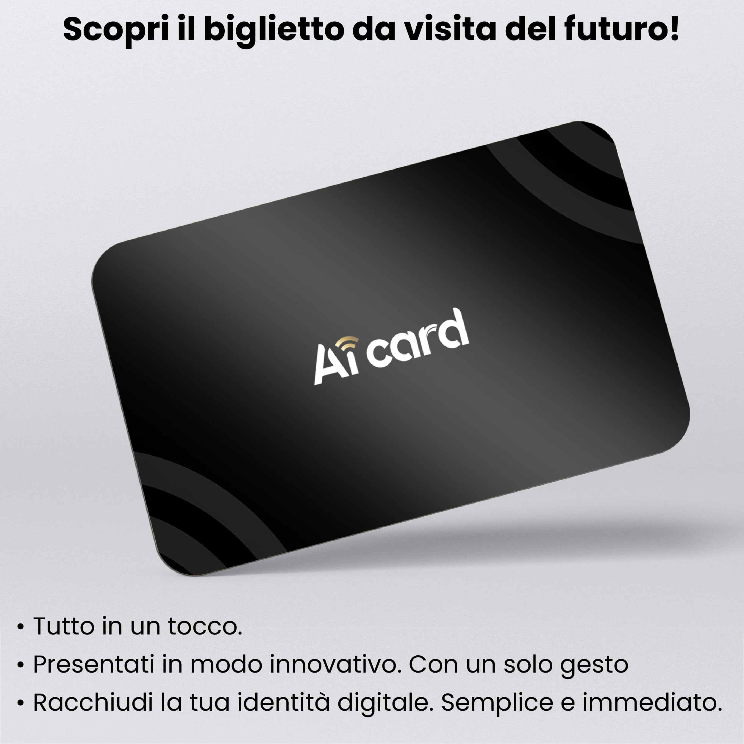 Biglietto da visita Digitale NFC Personalizzabile Aicard NERO Compatibile con smartphone Android e iOS