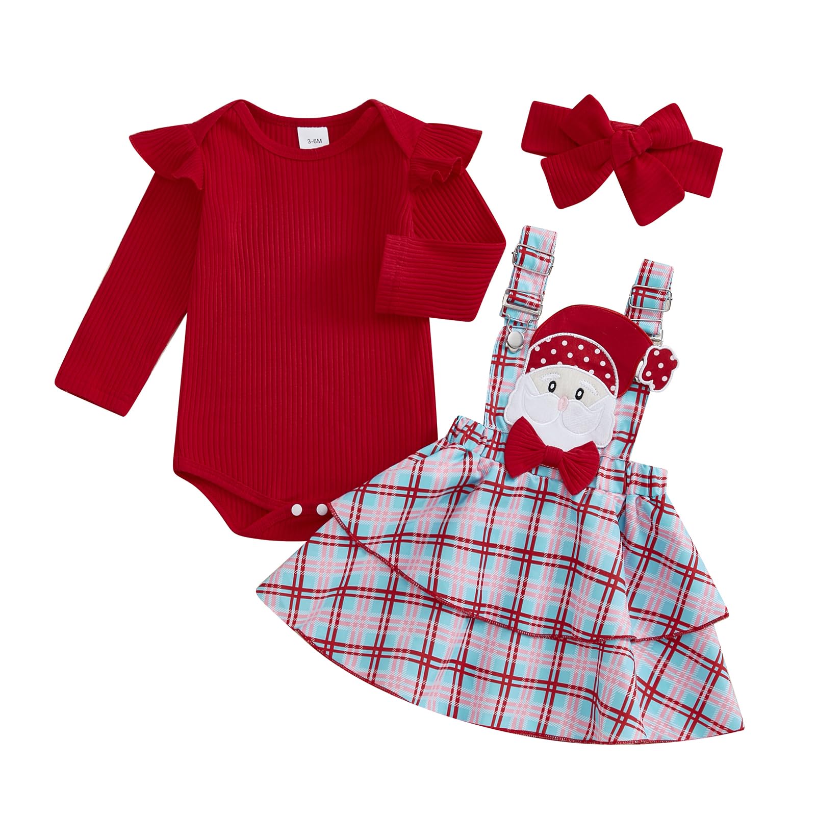 Christmas Baby Girl Outfit Newborn Cute Elk Fly Sleeve Romper Overall Dress Infant Girls Fall Winter Skirt Set