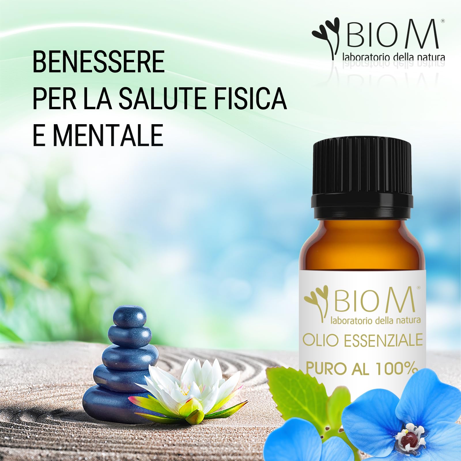 BioM Laboratorio della Natura - Olio Essenziale di MIRTO PURO BIO -10ml -100% NATURALE- 100% ITALIANO per Aromaterapia, Diffusori, Uso Alimentare e Massaggi - Dermopurificante e Antibatterico
