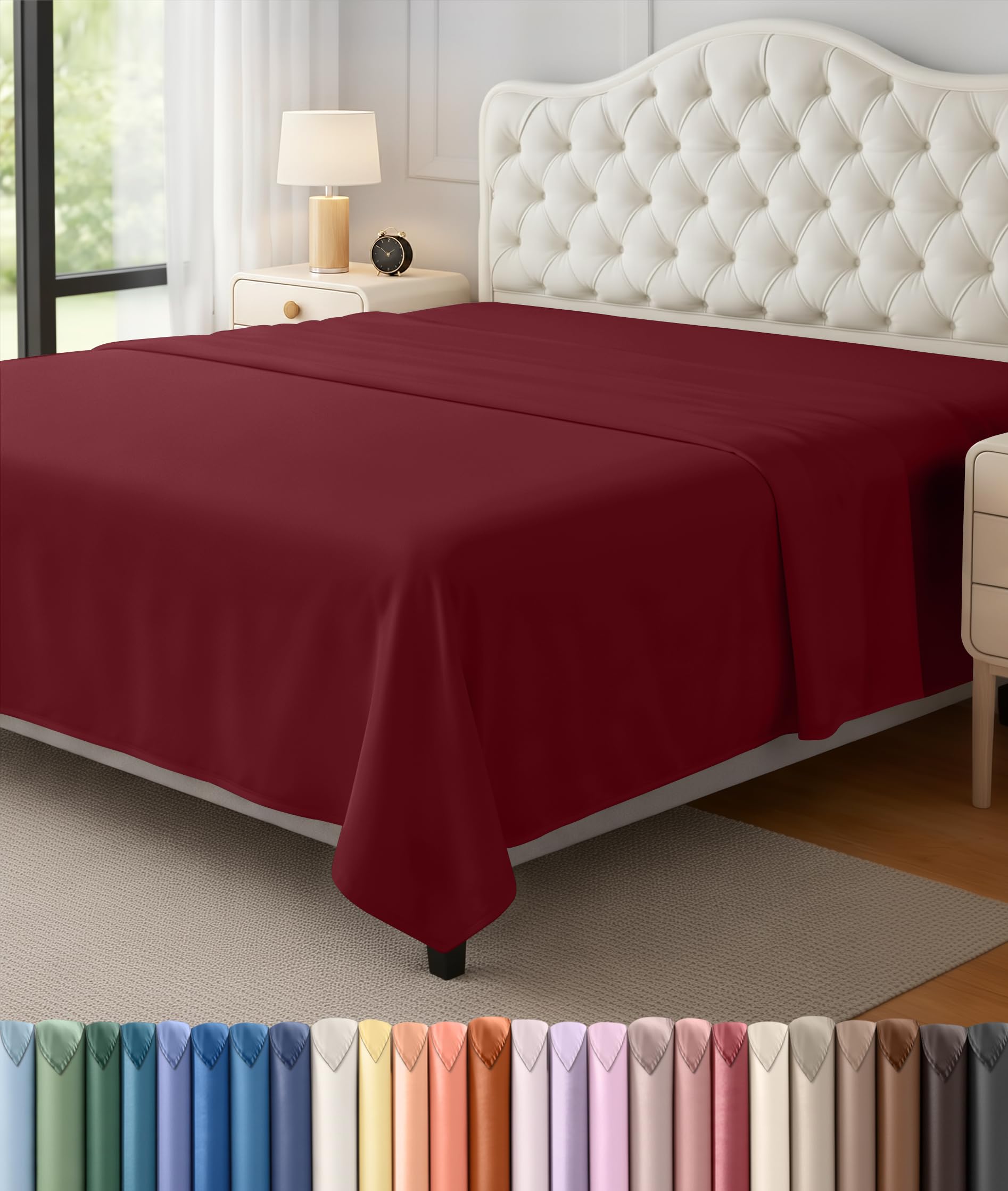 Utopia Bedding Flat Sheet - 1 Pack (Queen, Burgundy) - Soft Brushed Microfiber Fabric - Shrinkage & Fade Resistant Top Sheet - Easy Care Bed Sheet โ image 1