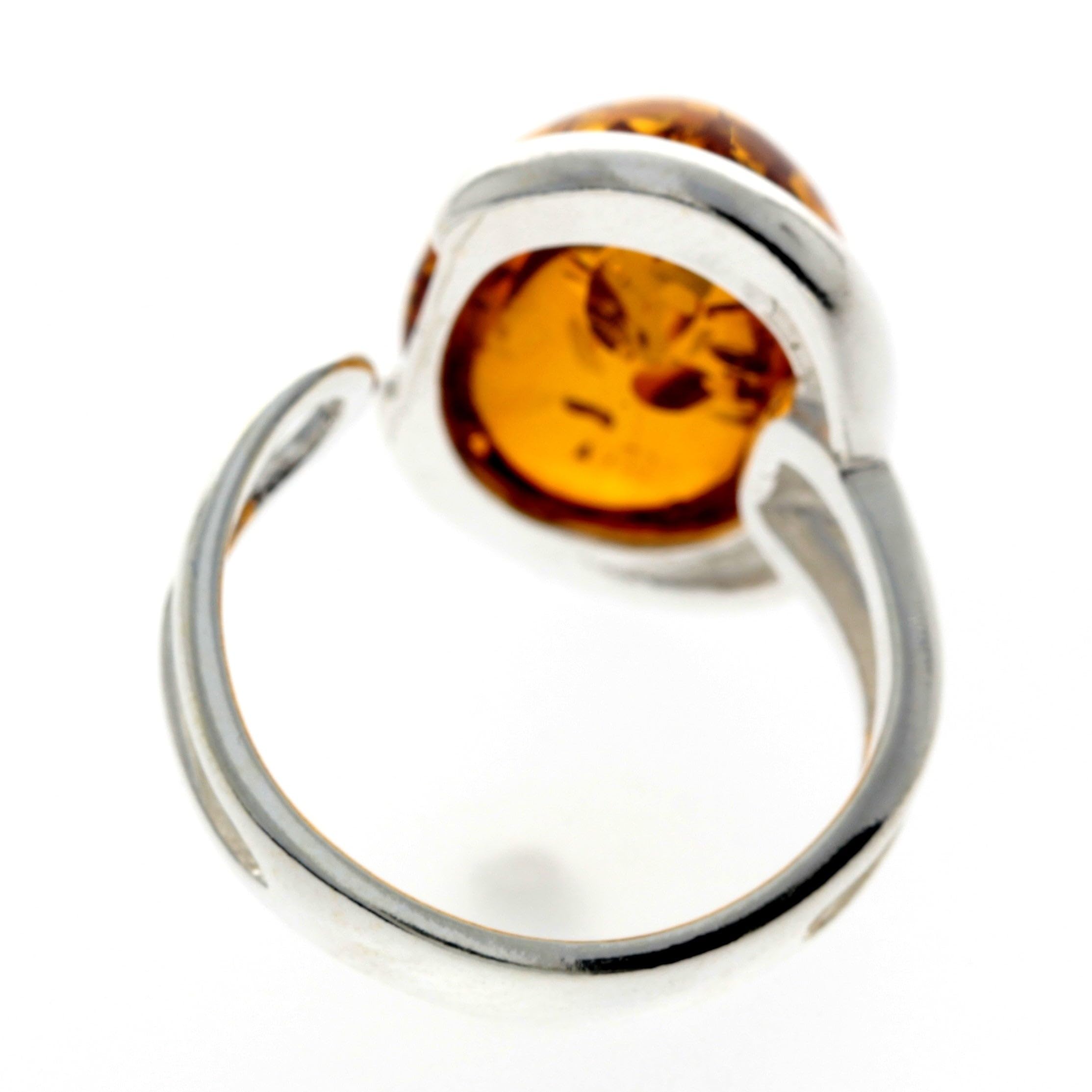SilverAmber Jewellery - Anillo de diseño clásico ajustable de plata de ley 925 y ámbar báltico - GL464A