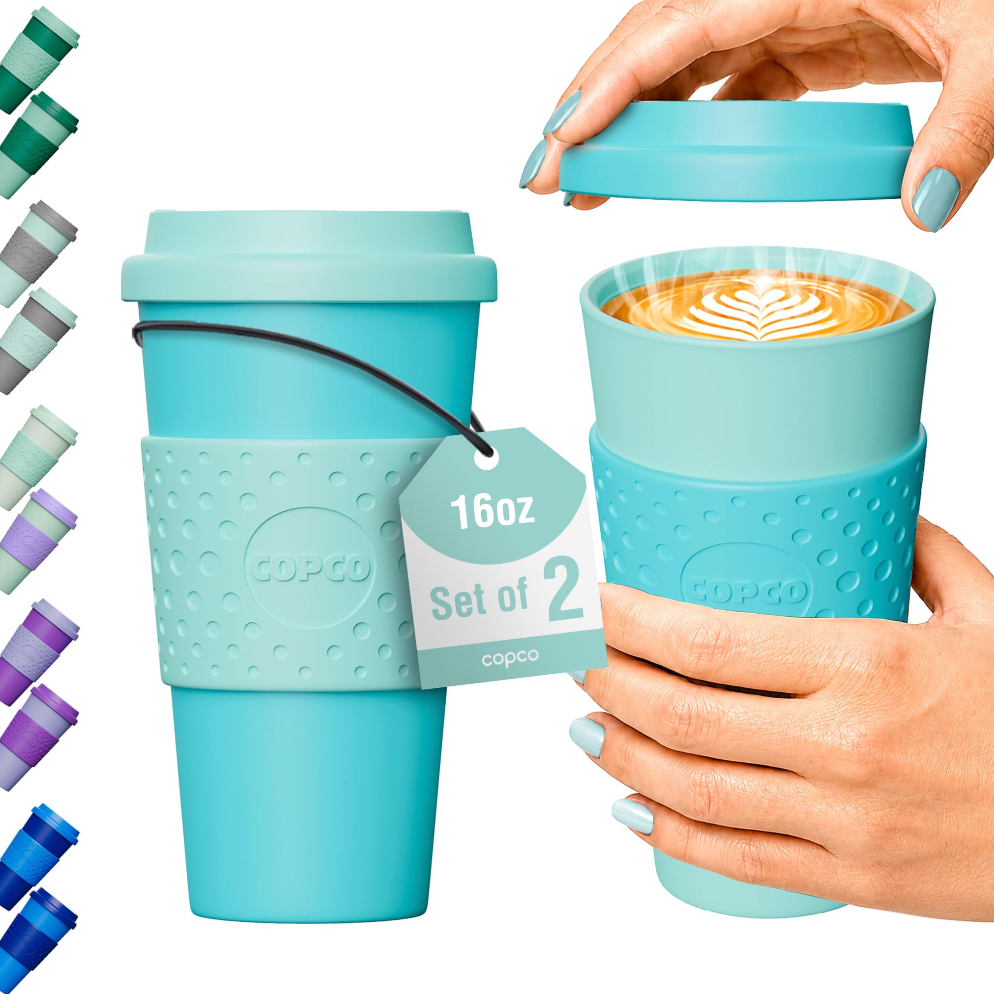 フタ希少【USA製】CASCADE CUP＋ROCKY CUP蓋付 折りたたみ式 Amazon.com: Copco Acadia Travel Mug, 16 Oz - Aqua & Mint, Set of 2