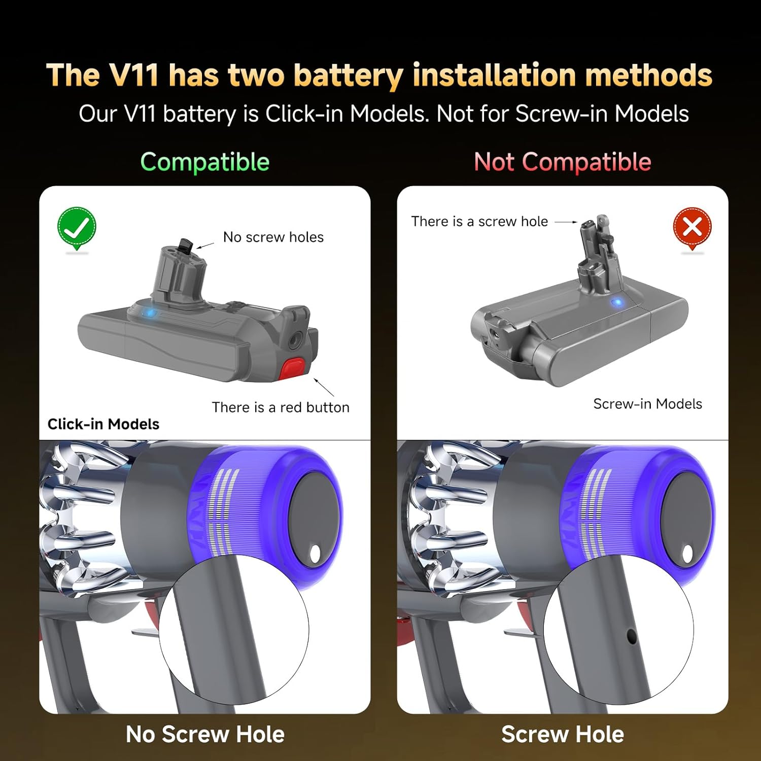 Upgraded 9000mAh 25.2V V11/V15 Battrey Replacement Compatible with Dyson V15 Extra/Absolute/Animal/Motorhead/Fluffy/Torque/Drive/Outsize/V15/SV15/SV22 Vacuum Cleaner. (Not for Screw-in Models)