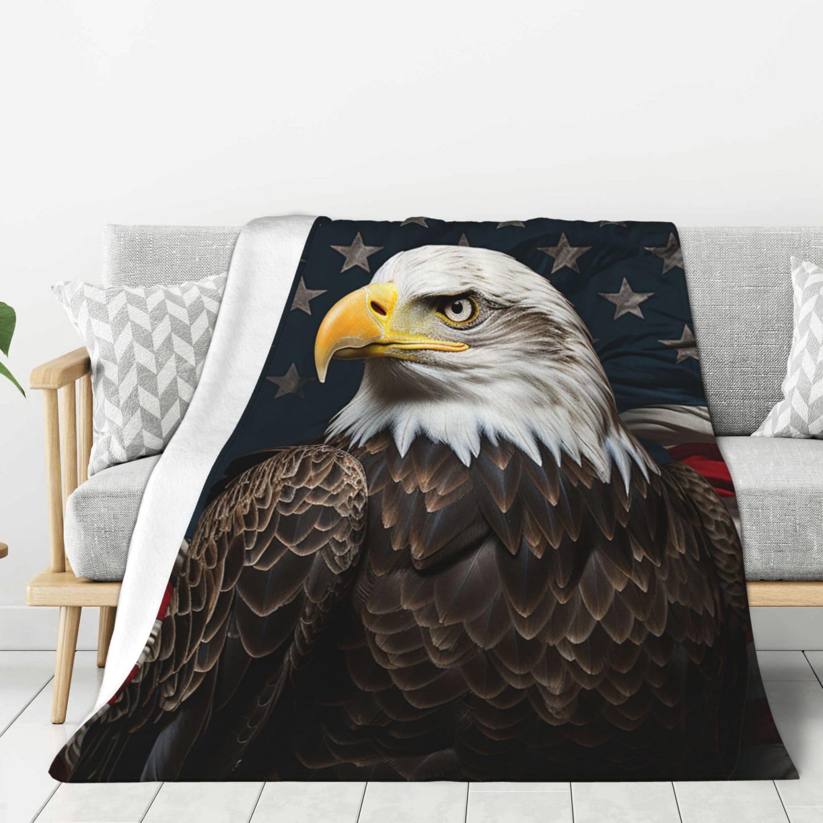 American Bald Eagle Throw Blanket Plush Flannel Fleece Blanket, Soft Lightweight Cozy Blankets 40"X30" for Bed Couch Sofa Travel