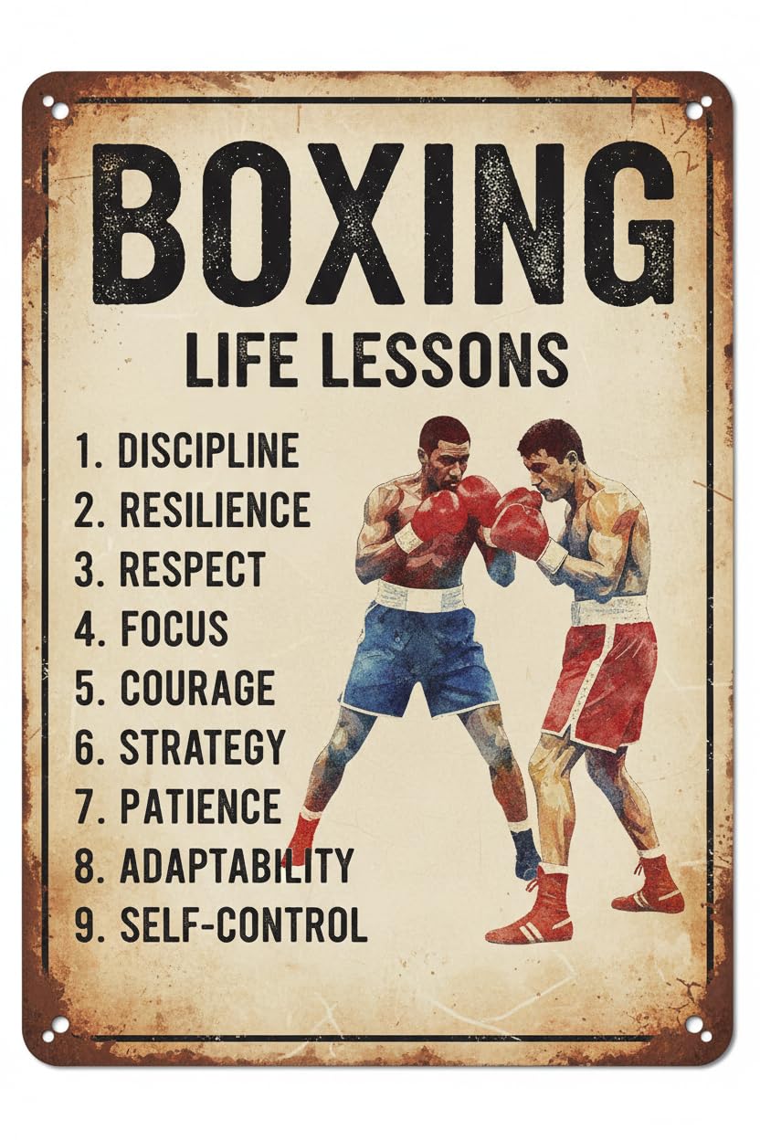 Inspirational Boxing Life Lessons Tin Sign, 8x12 Inch