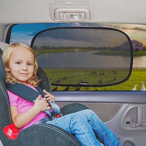 Miniatura 6 de Enovoe - Parasol para ventana de coche paquete de 2 - XL-25 x 16 pulgadas diseño colorido de animales de dibujos animados parasoles para ventanas -