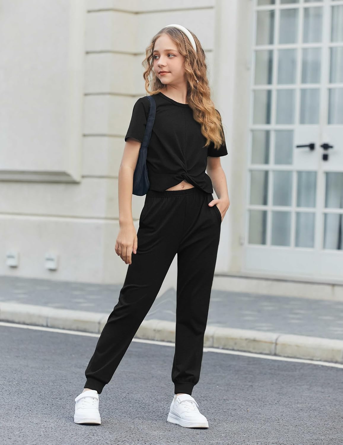 Arshiner Girls Clothing Sets Tie Dye Twist Front Tops & Sweatpants Outfits Sportwear Sweatsuits Tracksuits 4-13 Year - Image 2