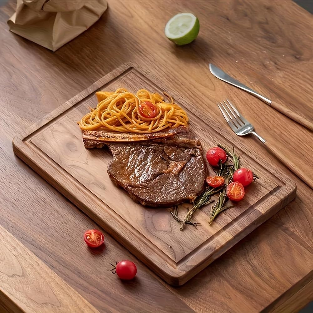 Lot de 6 planches à découper en bois pour cuisine, bloc de boucher, planche à charcuterie au fromage, avec poignées latérales et rainures pour jus, 20,1 x 30 cm