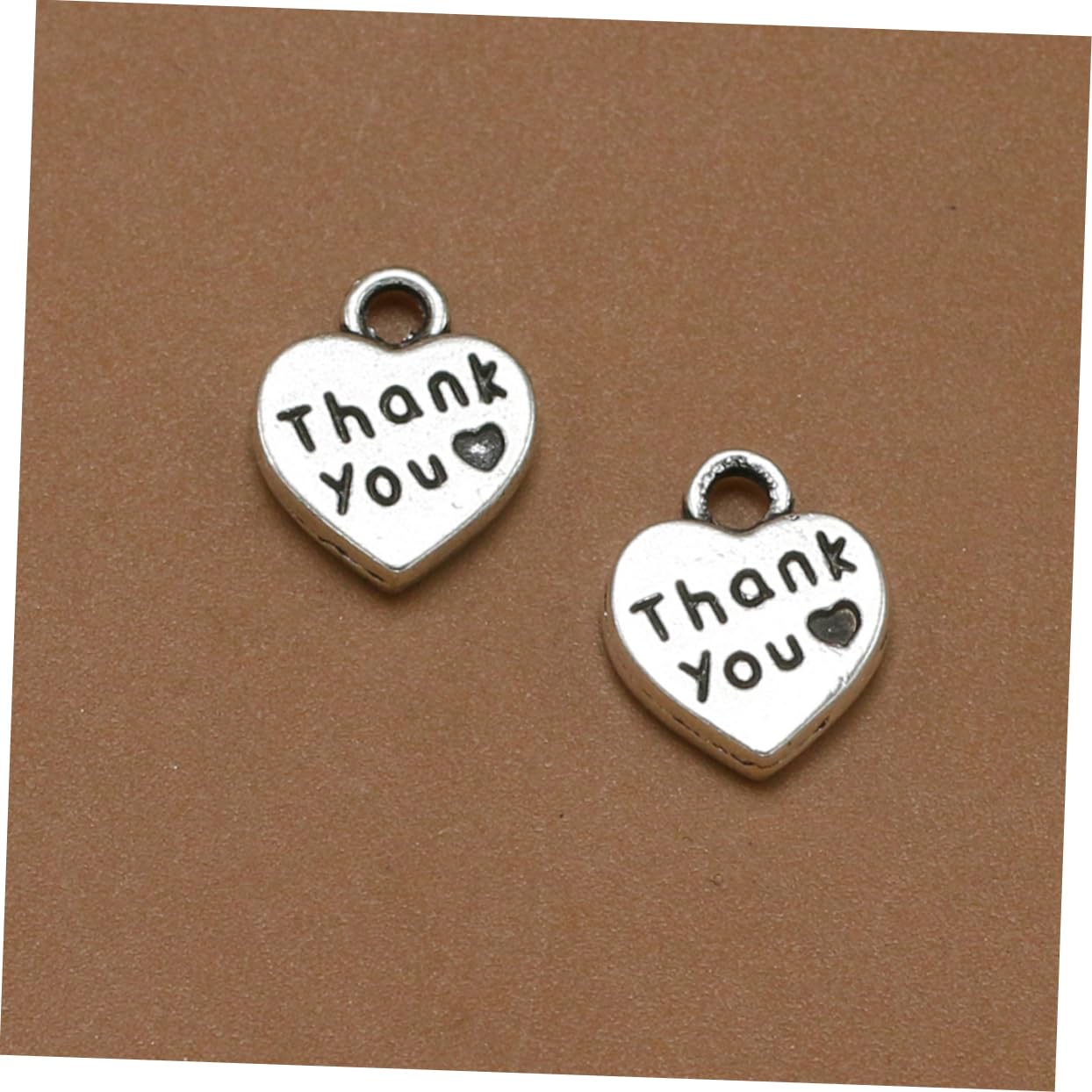 COHEALI Thank You Silver Charms Heart Shape Pendant Antique Finish Diy Jewelry Making Accessory for Necklace Bracelet Keychain Craft - Image 2