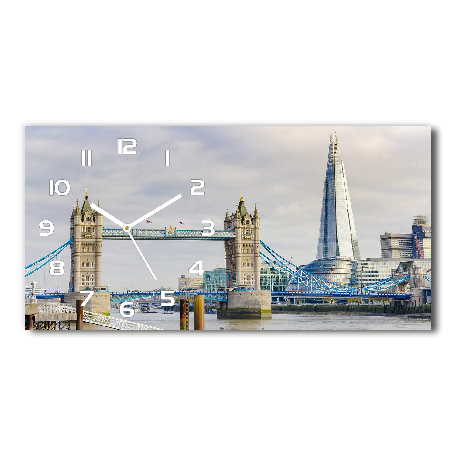 Horloge en verre silencieuse Tulup 60x30 cm sur pied en verre de sécurité Thames