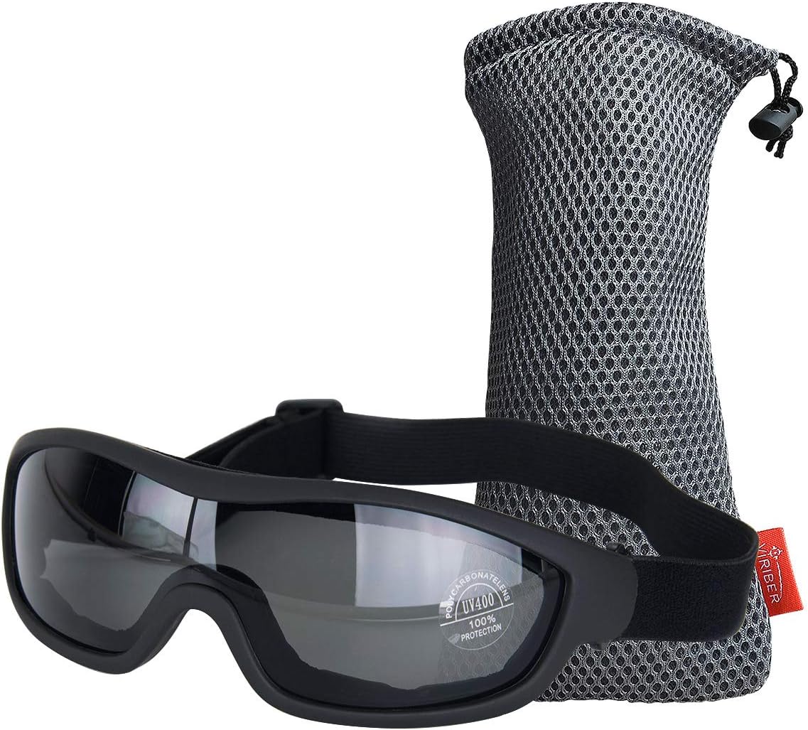 Viriber Motorcycle Goggles - UV Protective Outdoor Glasses, Dust-proof Combat Goggles (Deep Black)