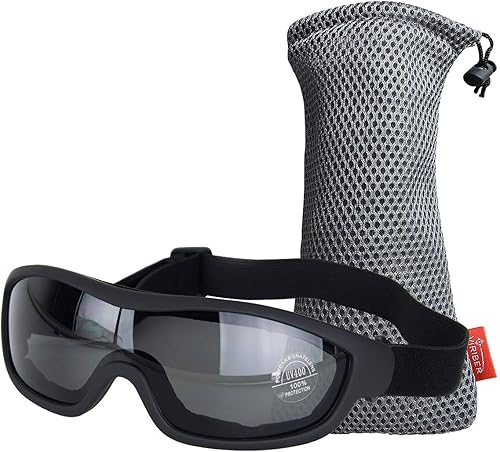 Viriber Gafas de motocicleta - Gafas de protección UV para exteriores, gafas de combate a prueba de polvo (negro oscuro)