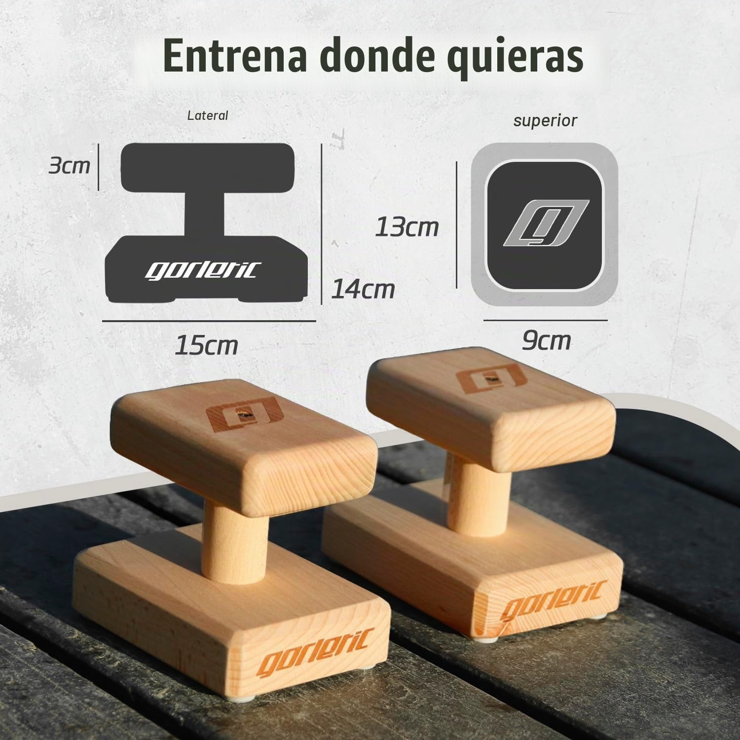 Canes BASIC — Bloques de Equilibrio Handbalance de Madera de Haya (14 cm Altura) con Bases Antideslizantes - Handstand Blocks