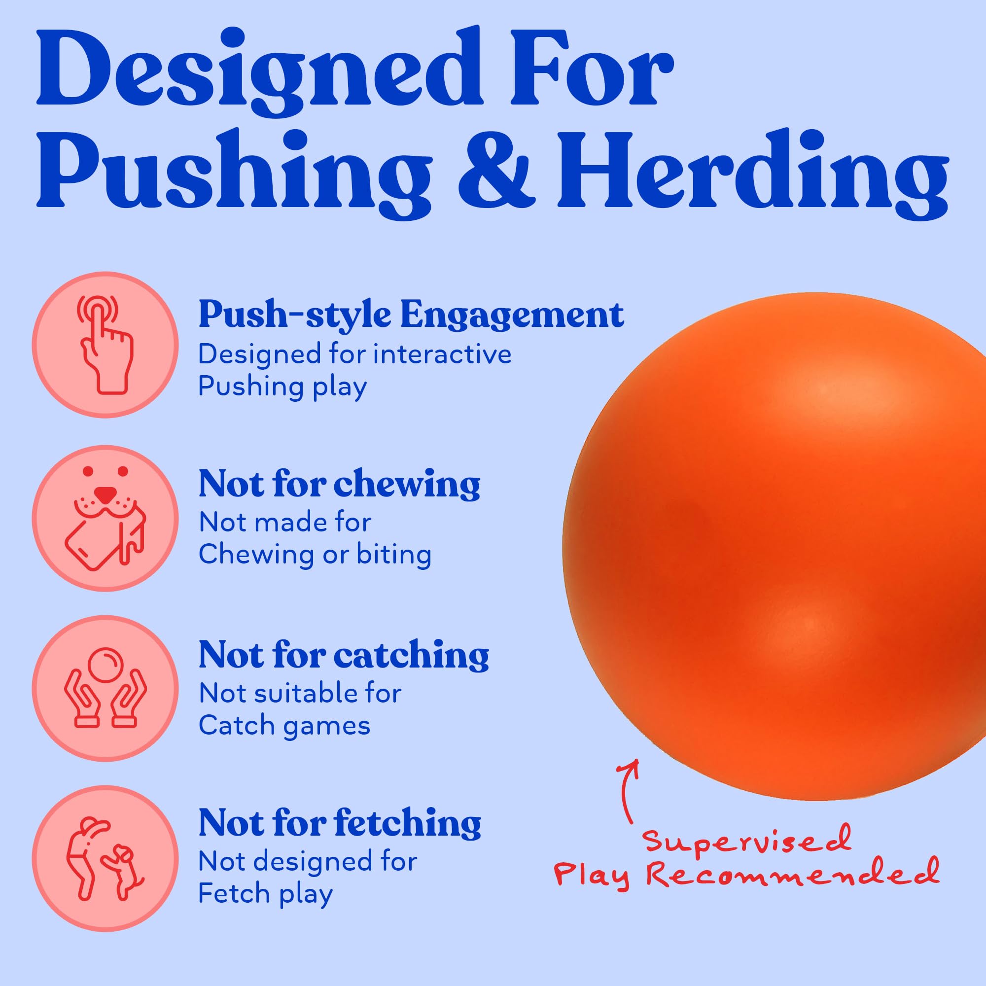 Doggie Dooley Pelota para perros prácticamente indestructible, juguete interactivo de plástico duro de 14 pulgadas para razas grandes de más de 75 libras, construido para pastoreo y juego de empuje