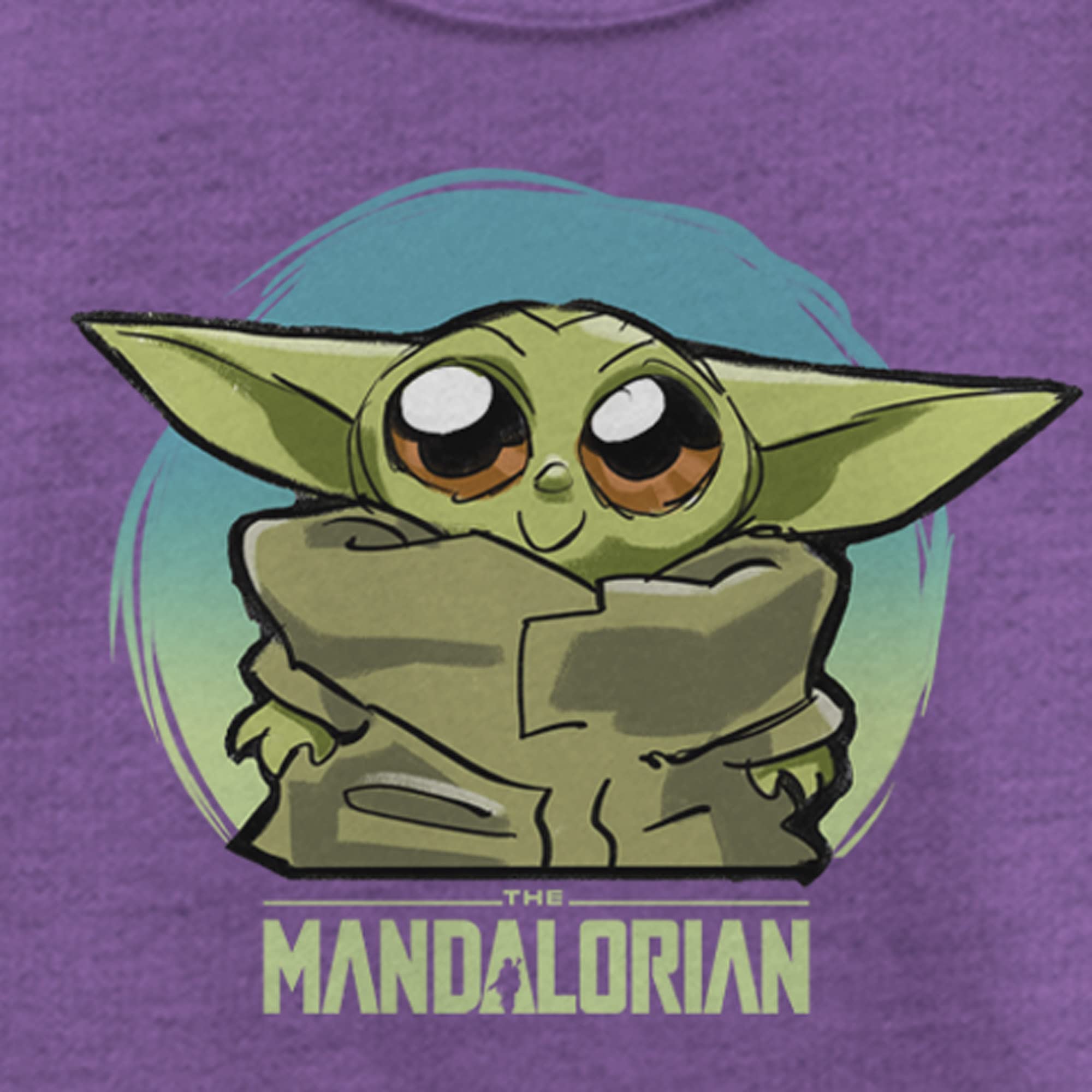 The Mandalorian Girl's Star Wars The Child Blue Circle Big Eyes T-Shirt - Purple Berry - Large