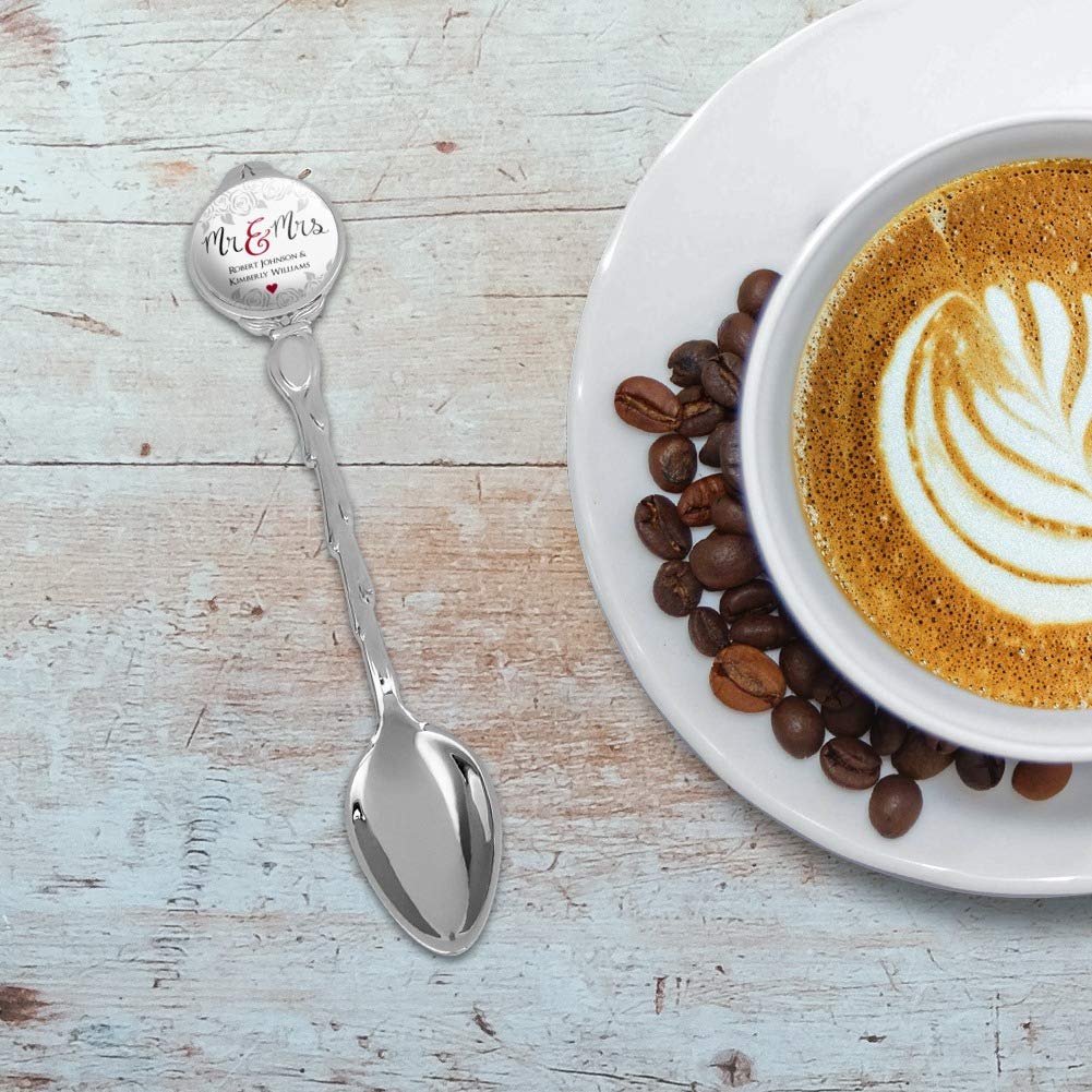 Personalized Custom 2 Lines Mr and Mrs Wedding Novelty Collectible Demitasse Tea Coffee Spoon