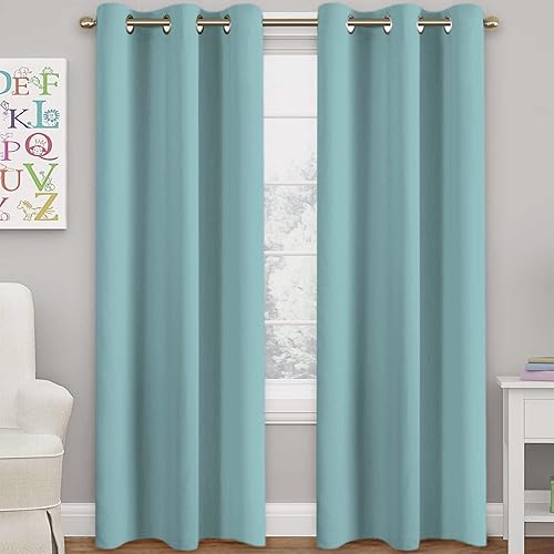 Turquoize Cortinas opacas de color azul mineral, con ojales en la parte superior, paneles de cortina para ventana de guardería, cortinas decorativas