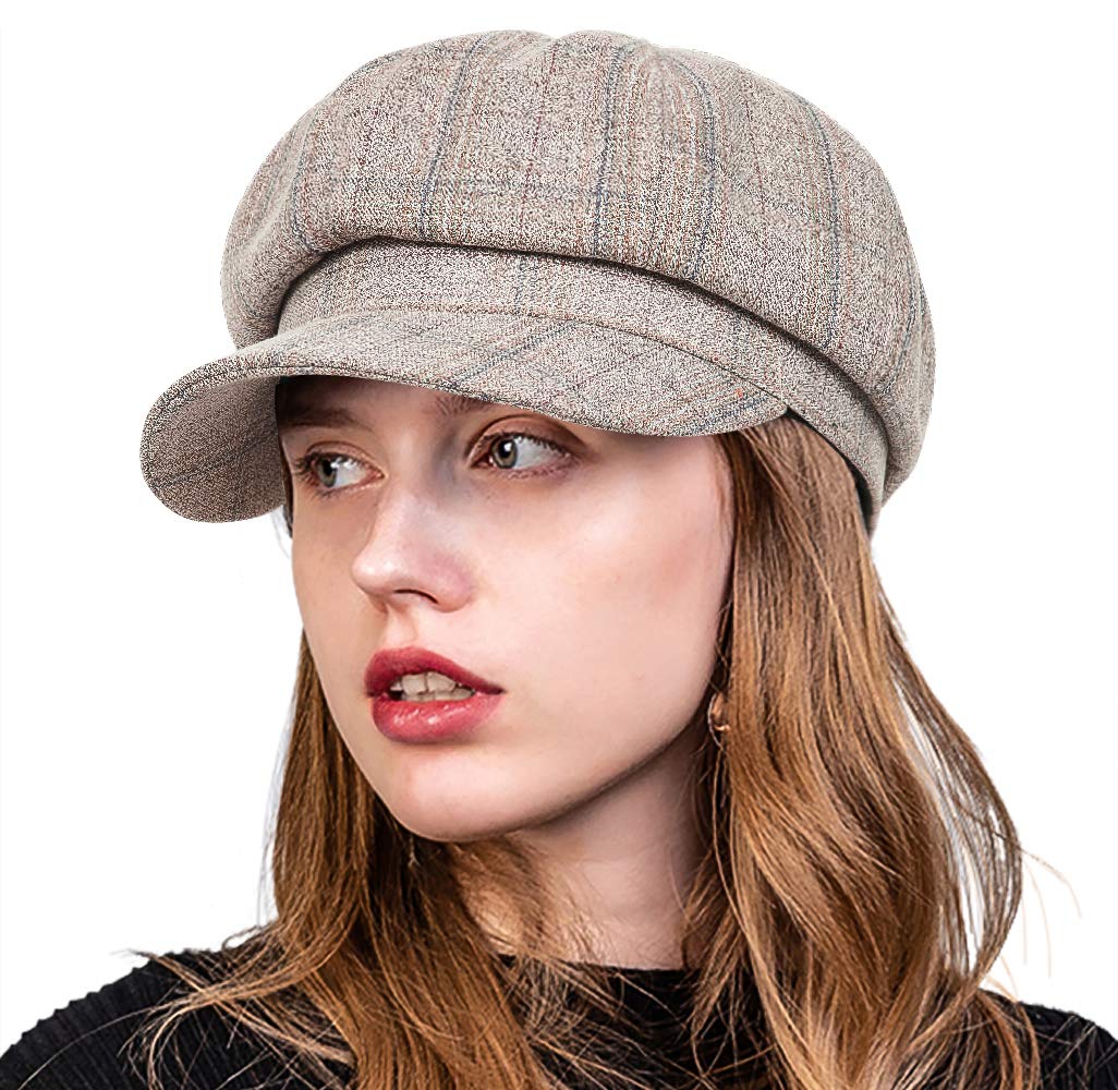 Colorsun Women's Vintage White Newsboy Caps Newsboy Hats For Cabbie Fiddler Octagonal Paperboy Hat - One Size