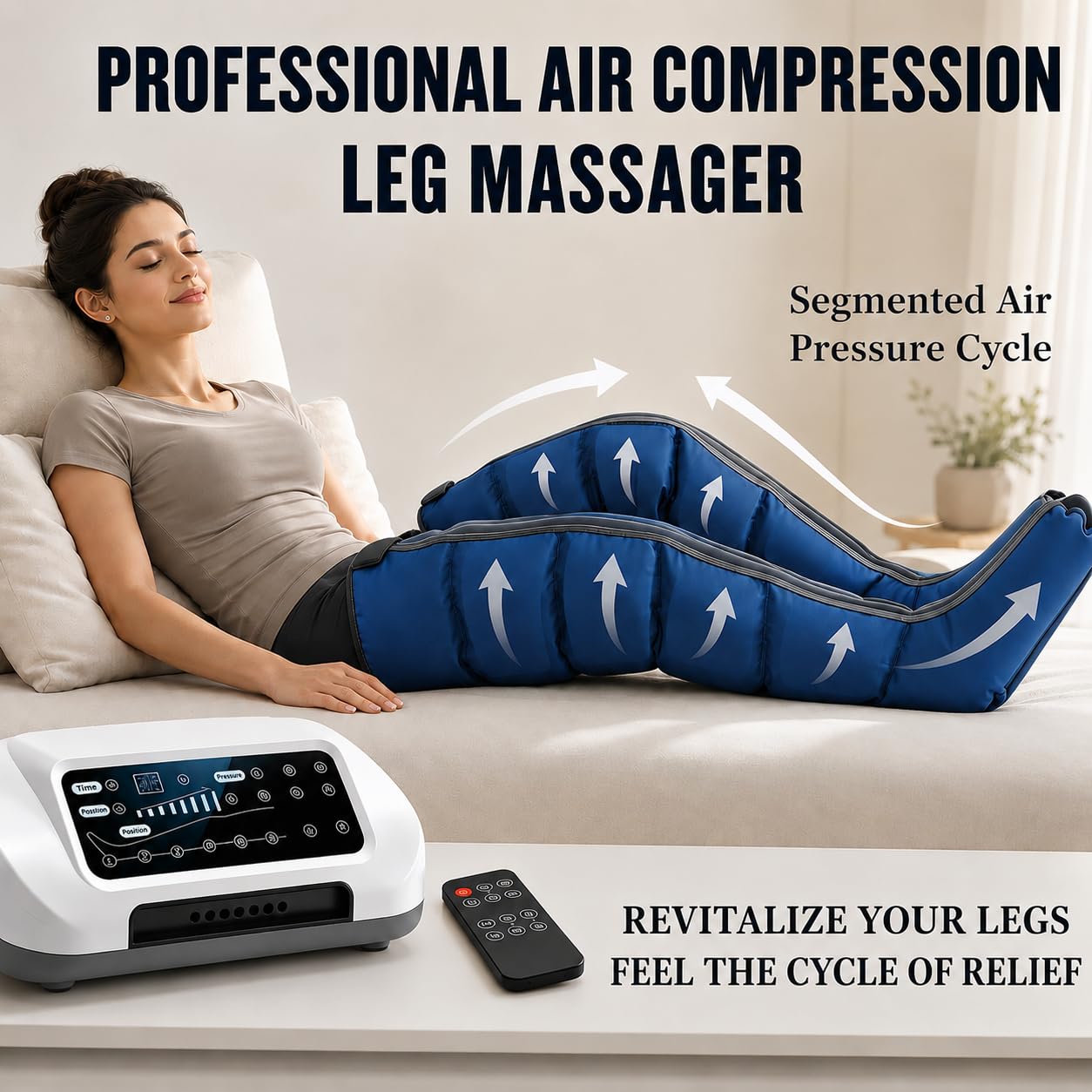 6 Cavidades de Aire, Botas de Compresión Eléctricas L/XL Drenaje Linfático y Presoterapia para Tratamiento de Lipedema, Masaje Cuerpo Completo para Relax y Recuperación