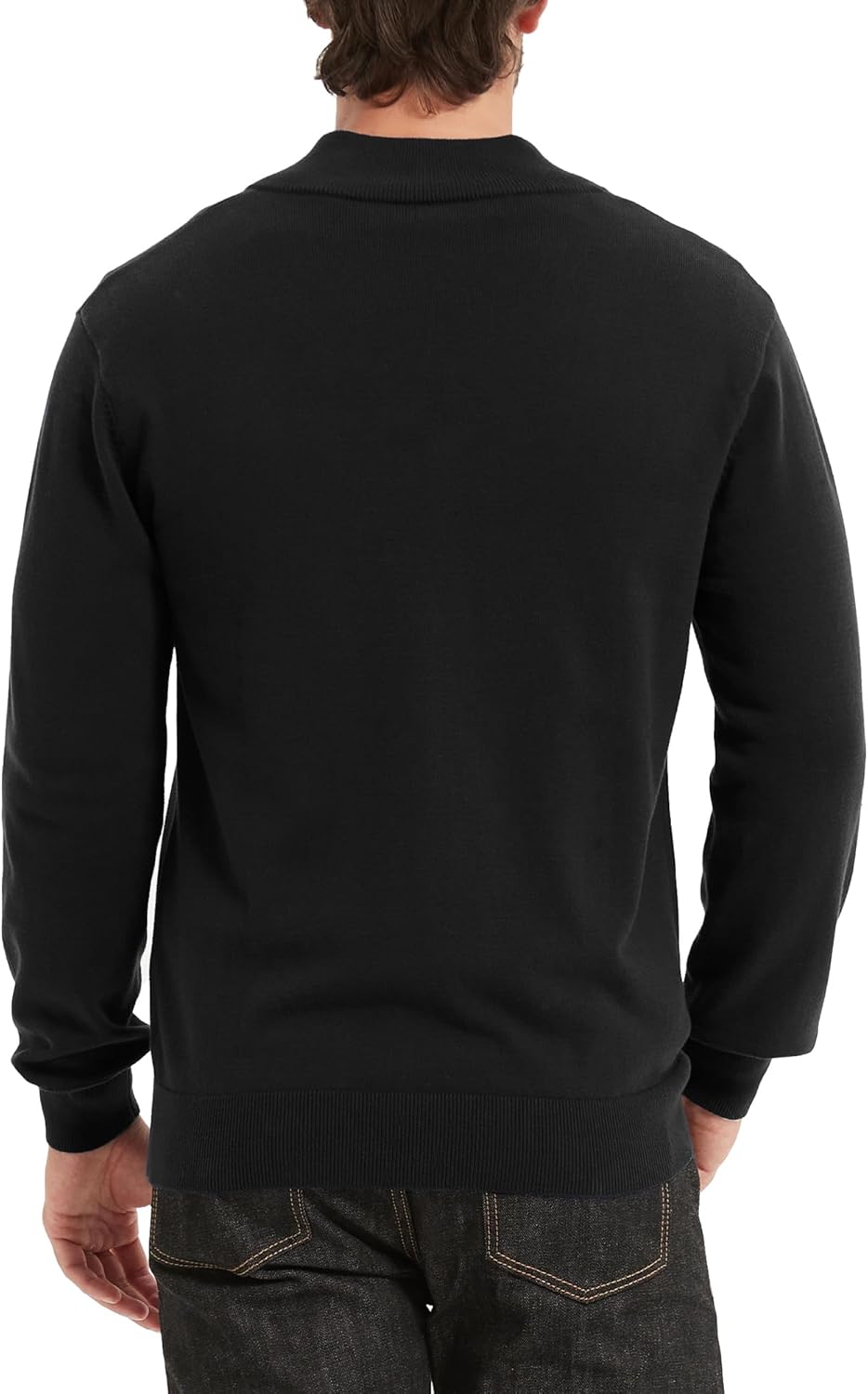 Kallspin Men's Full Zip Up Sweater Cardigan Pure Cotton Stand Collar Sweater Classic Lightweight Cardigan - Image 4