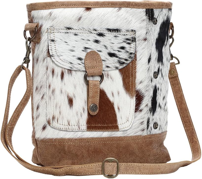 Genuine Hair-On Cowhide Leather Crossbody Bag with Front Pocket - Image 3