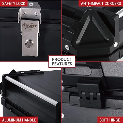 Miniatura 7 de GRUNT SPORTS - Caja trasera de motocicleta de 55 litros, maletero de almacenamiento universal para scooter, caja de casco de aluminio impermeable