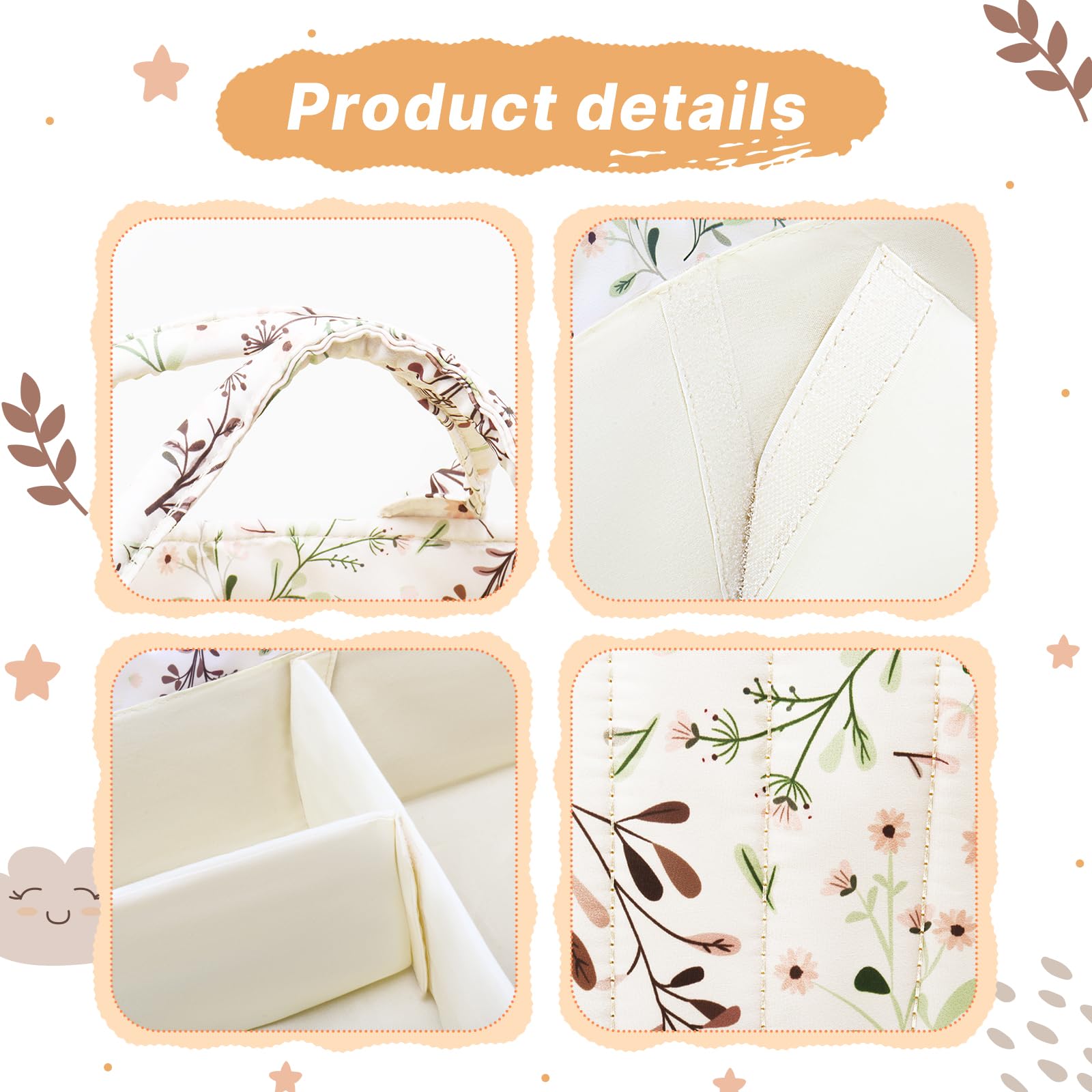 CHANXIUZAI Baby Diaper Caddy for Nappy Station,Floral Baby Diaper Caddy Organiser - Image 3
