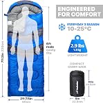 MalloMe Sac de couchage pour adultes Enfants Garçons & Filles pour l'hiver, automne & Printemps - Célibataire & Double - Imperméable Légèreté & Camping Portable Backpacking & Randonnées en plein air avec sac compact