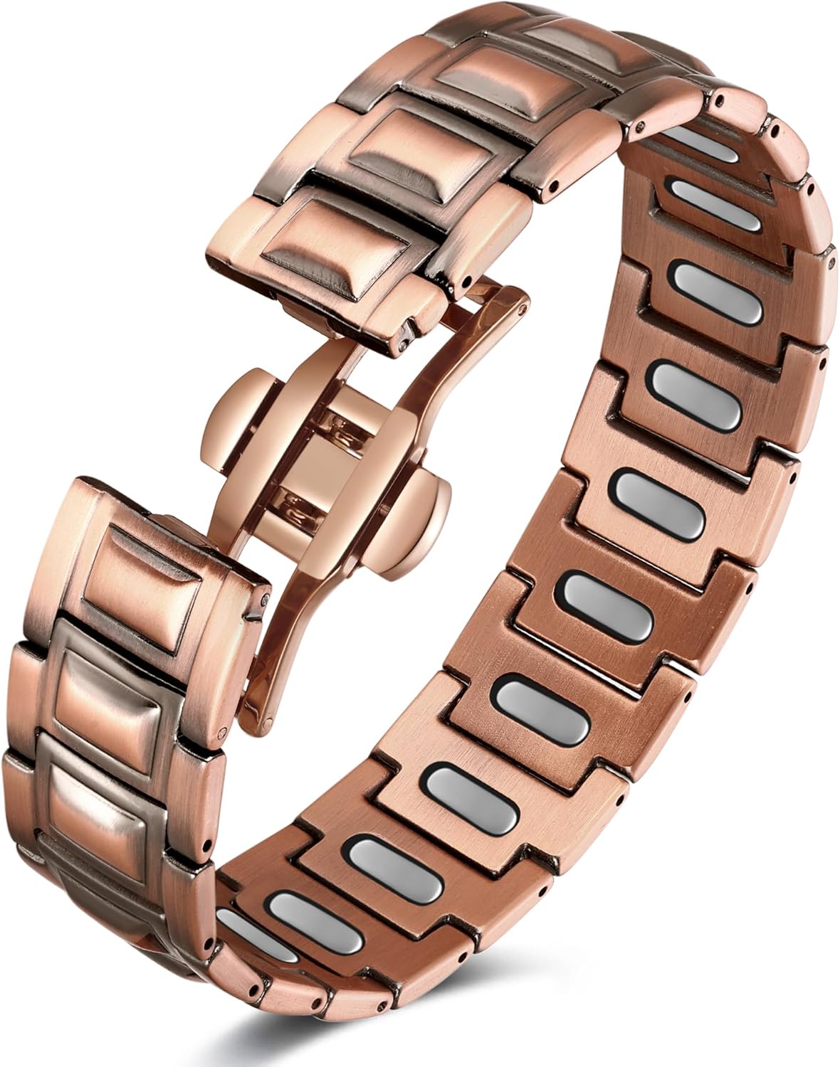 Feraco Copper Magnetic Therapy Bracelet for Men with 5X Strength Magnets,99.99% Pure Copper Therapy Bracelet with 5000 Gauss Magnets