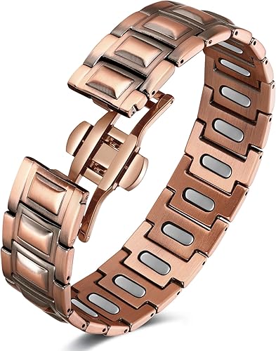 Feraco Copper Magnetic Therapy Bracelet for Men with 5X Strength Magnets,99.99% Pure Copper Therapy Bracelet with 5000 Gauss Magnets