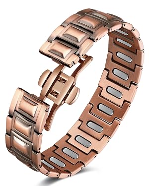 Feraco Copper Magnetic Therapy Bracelet for Men with 5X Strength Magnets 99 99 Pure Copper Therapy Bracelet with