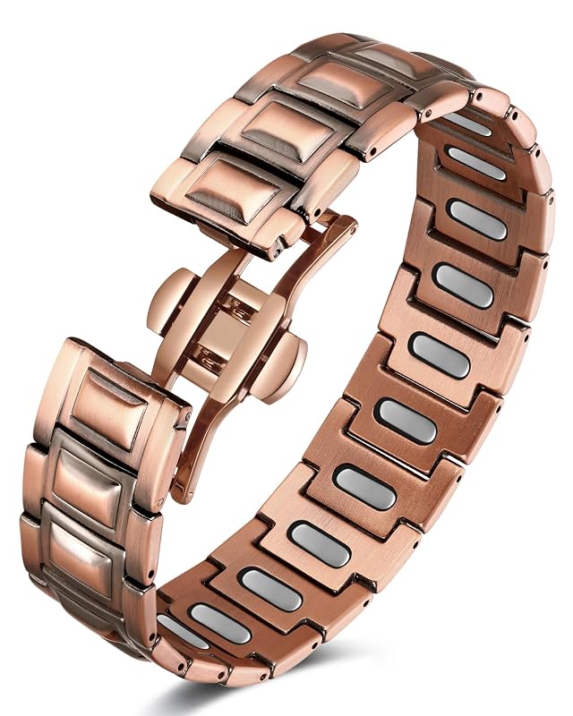 Feraco Copper Magnetic Therapy Bracelet for Men with 5X Strength Magnets 99 99 Pure Copper Therapy Bracelet with