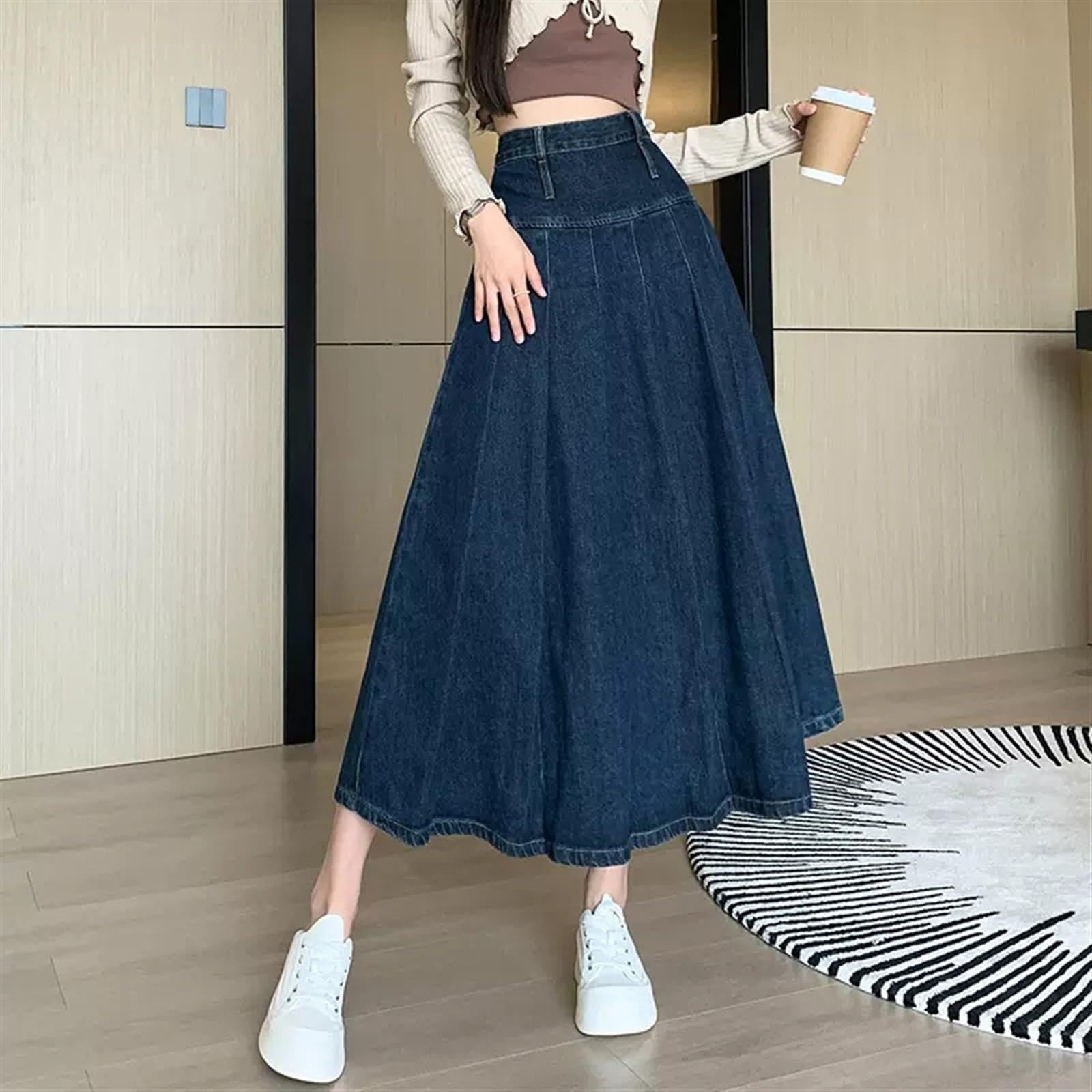 Amazon.com: Women Spring Summer Vintage Pleated Skirt Fashion High  