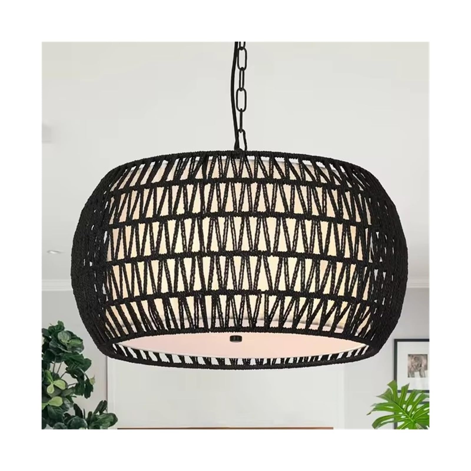 LYMSXAZOU Rattan Farmhouse Chandelier Light Fixtures, 5-Lights Boho Large Pendant Light,Hand Woven Chandeliers for Dining Room