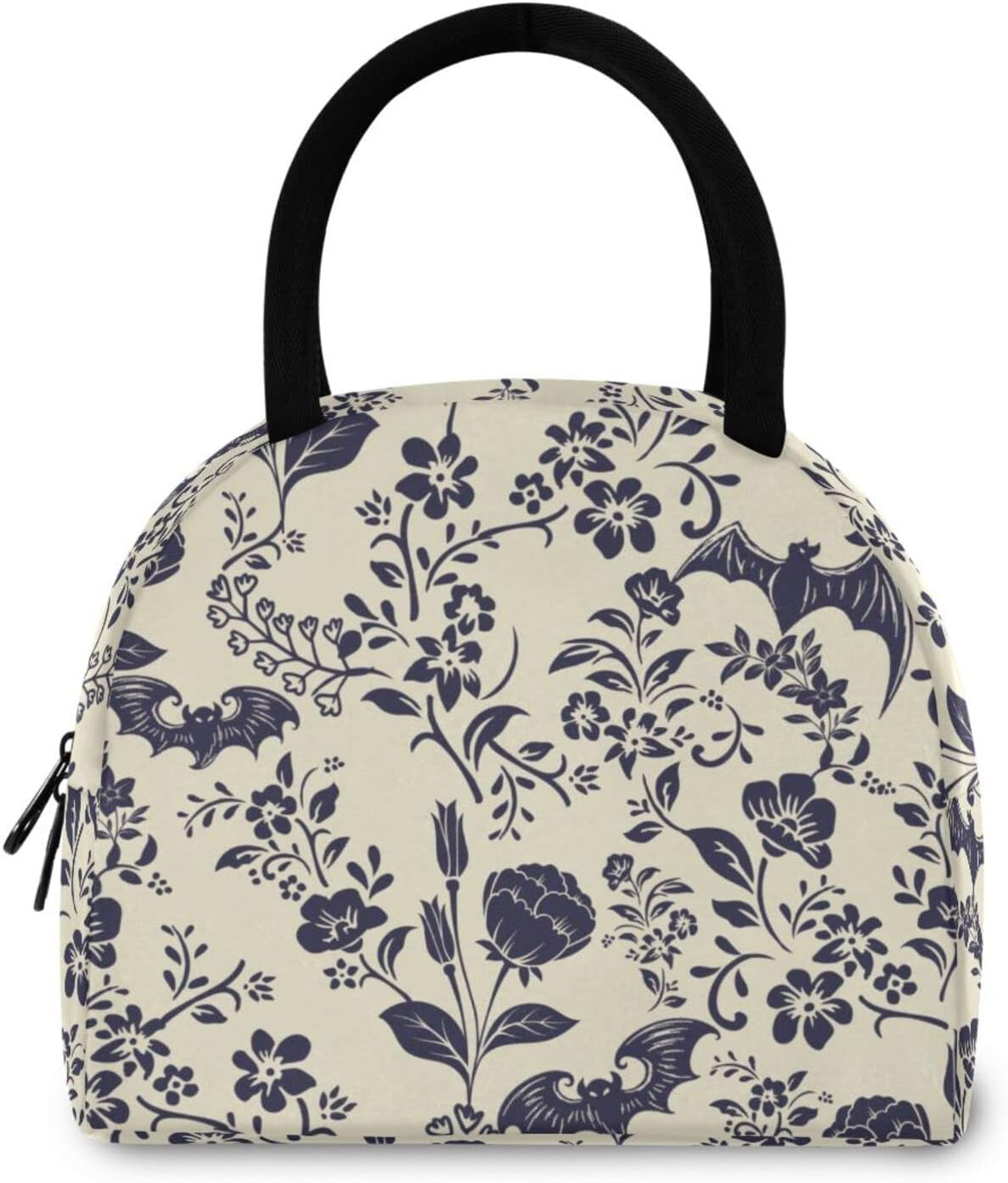 Goth Bat Flora Flowers Lunch Bag for Women Men Reusable Insulated Lunch Tote Bag for Office Work School Picnic Hiking - Image 7