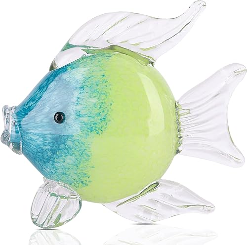 Vista 12 de QIANLING Figuras de peces de cristal, decoración costera del hogar, centros de mesa modernos del océano para sala de estar, comedor, baño, oficina
