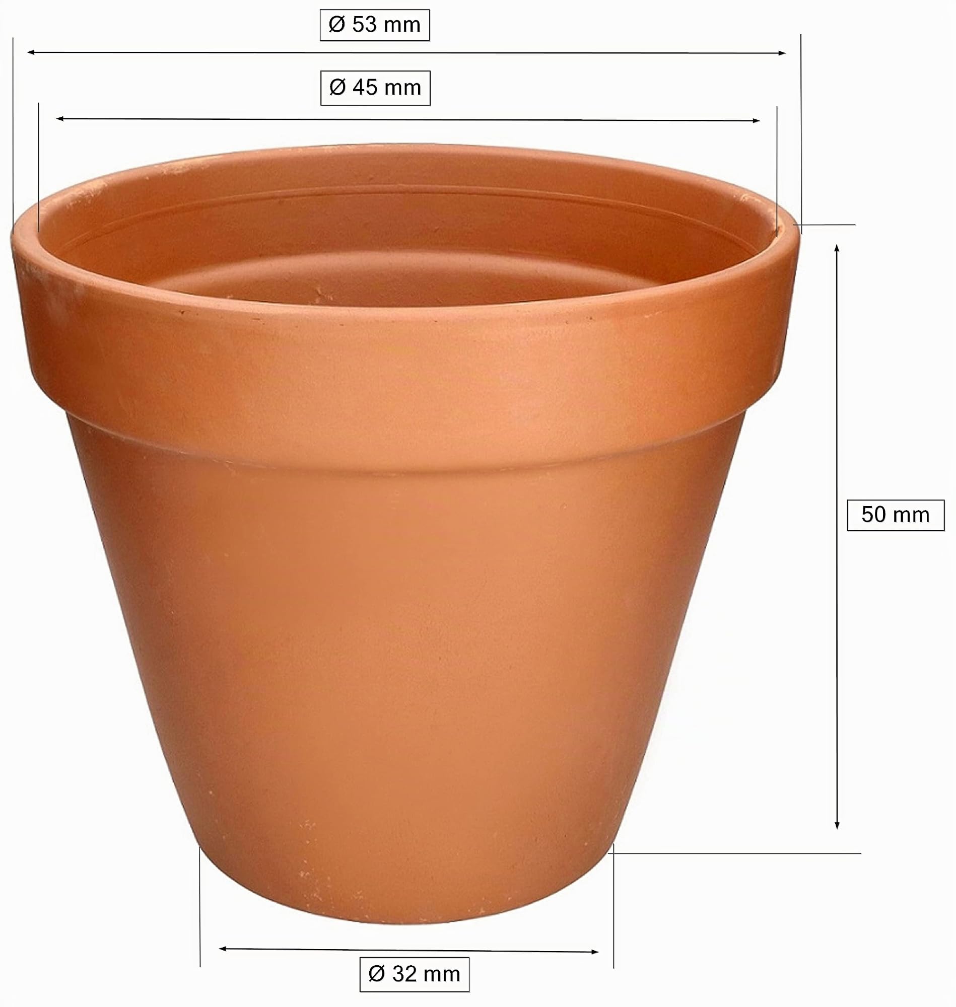 Kotarbau® Set di 32 vasi in terracotta con bordo 6 cm, per interni ed esterni, vaso per piante, per balcone o giardino, ceramica non smaltata