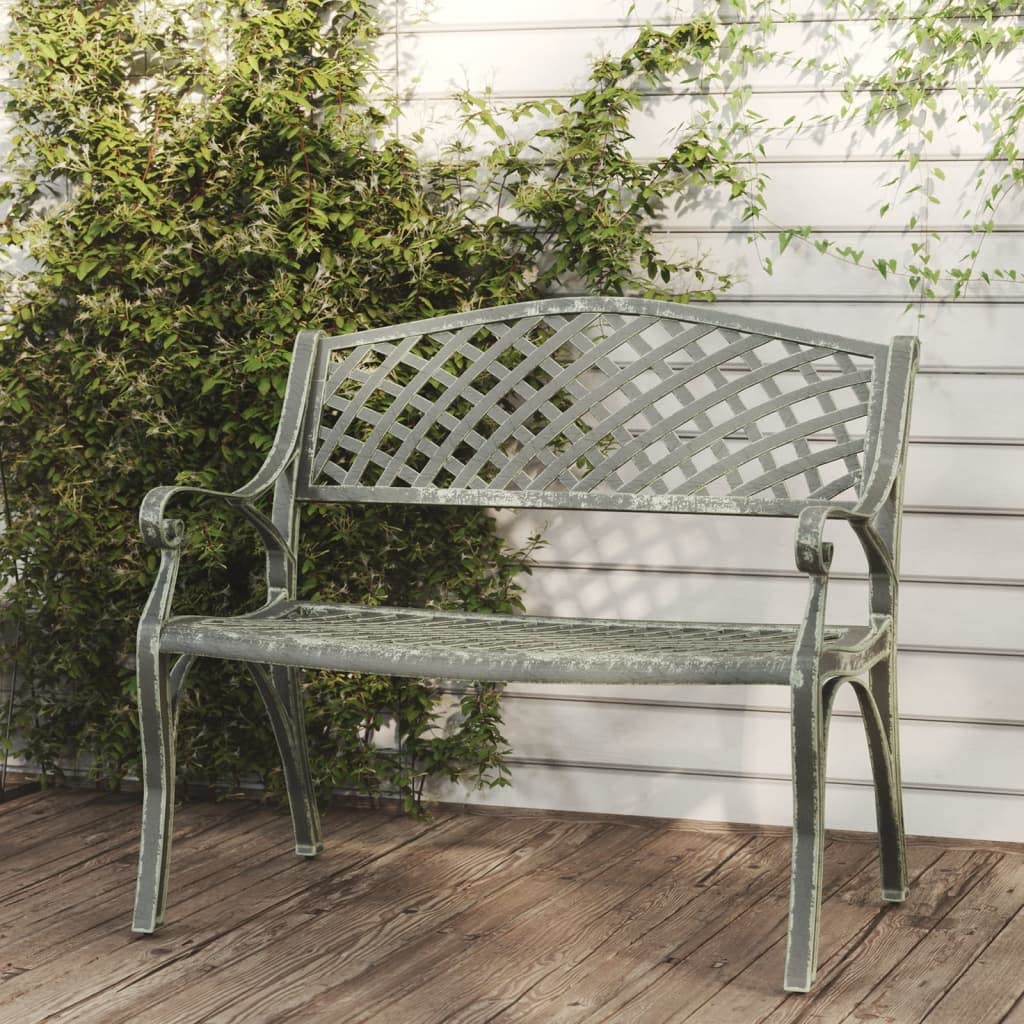 Banc de jardin résistant aux intempéries en métal haut de gamme vert forêt