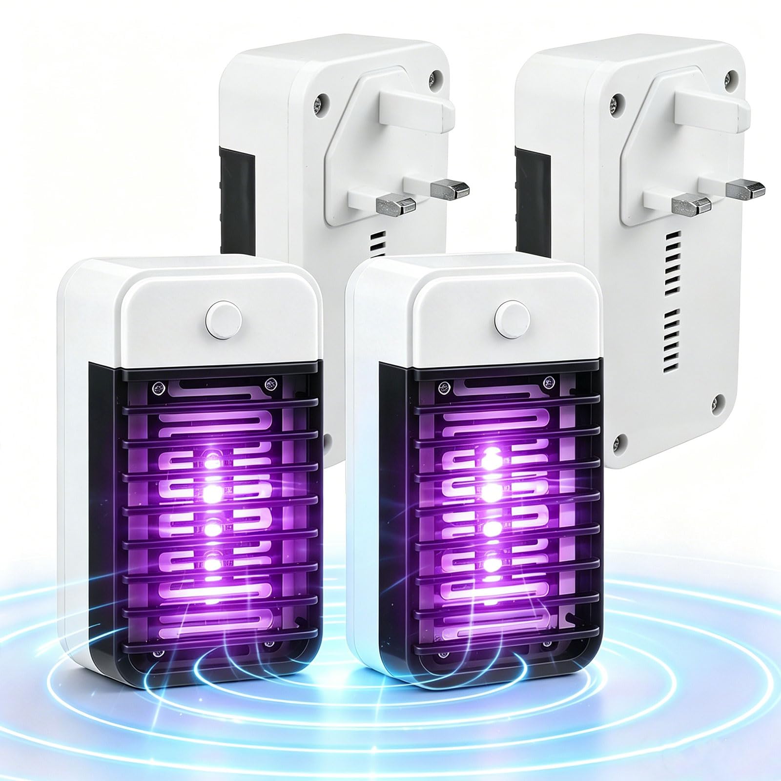 LIRONGTAGE Bug Zapper Indoor, 4 Pack Electric Fly Trap Zapper and Mosquito Killer Lamp with UV Light, Powerful Insect Pest Zapper for Gnats Moths and Flies for Kitchen, Living Room, Bedroom (Black)
