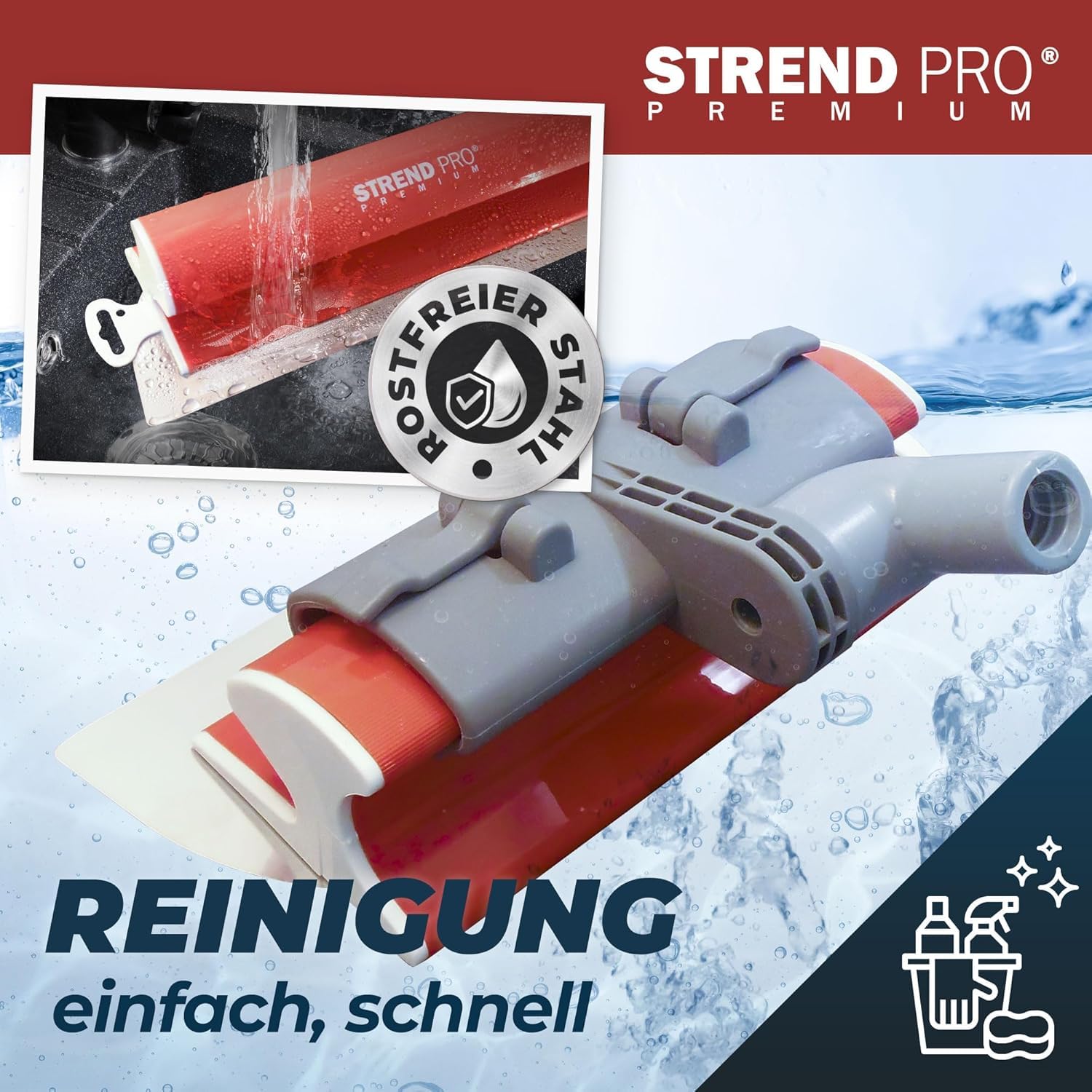 STREND PRO Flächenspachtel Set PREMIUM V2 | inkl. Fassadenspachtel 1000mm, 800mm, 600mm, 400mm, 250mm Glättspachtel, Teleskopgriff, Transportkoffer | PROFI Z Spachtel Set für Trockenbau, Verputzer