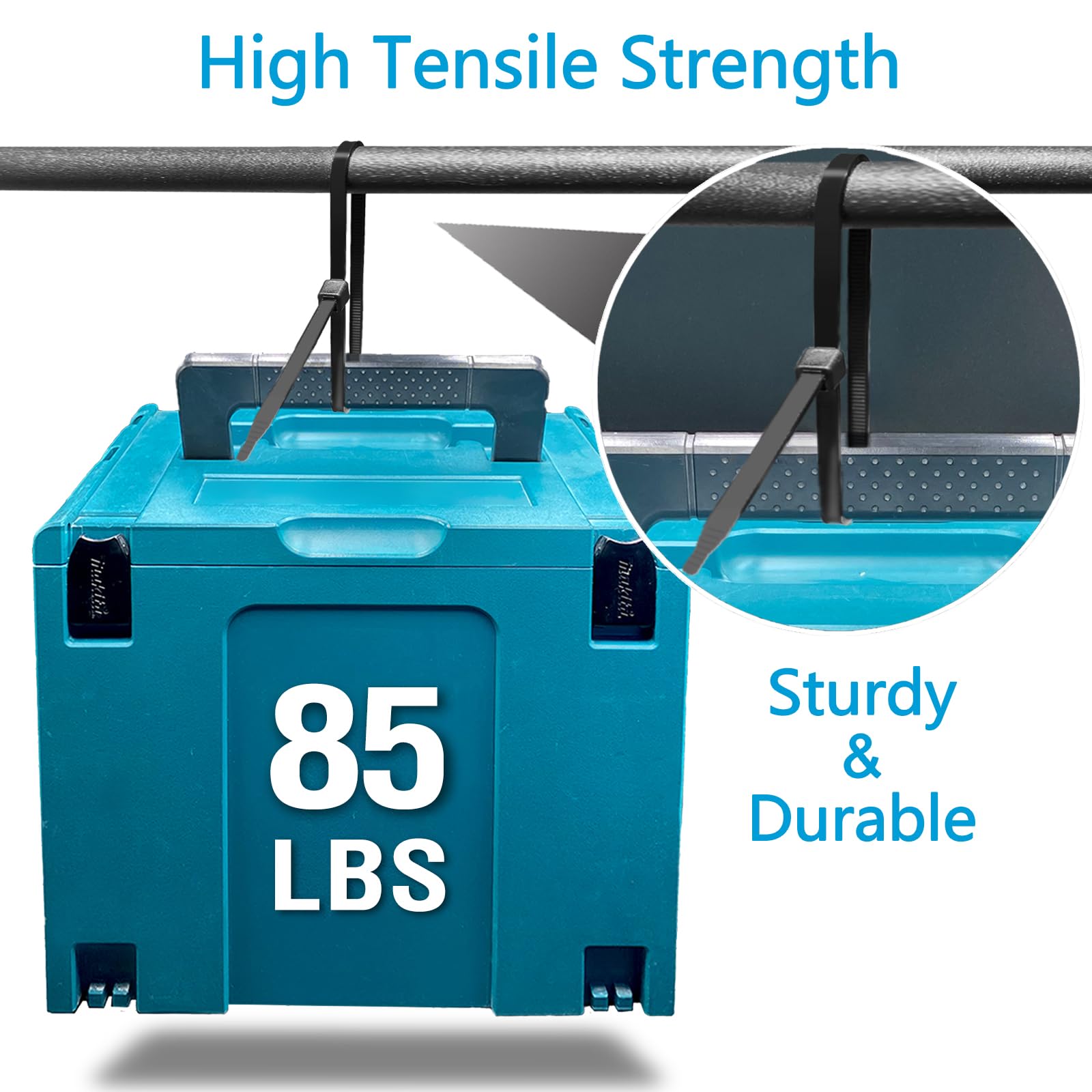 Fascette resistenti da 30,5 cm (confezione da 1000), dentate su entrambi i lati, 38,6 kg, offrono una resistenza alla trazione 1,7X nelle stesse specifiche, fascette nere, Glufirm