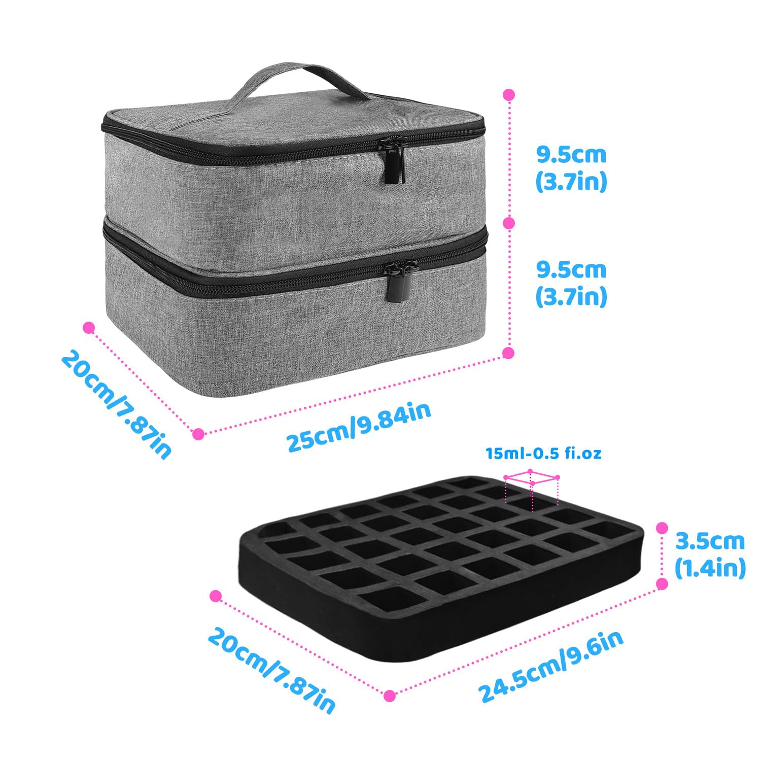 Porta Smalti Organizer, Borsa Porta Smalti può Ospitare 30 Smalto Unghie, Scatola da Viaggio Per Smalti, Valigia per Unghie Professionale Mettere Fornetto Unghie Semipermanente (Grigio)