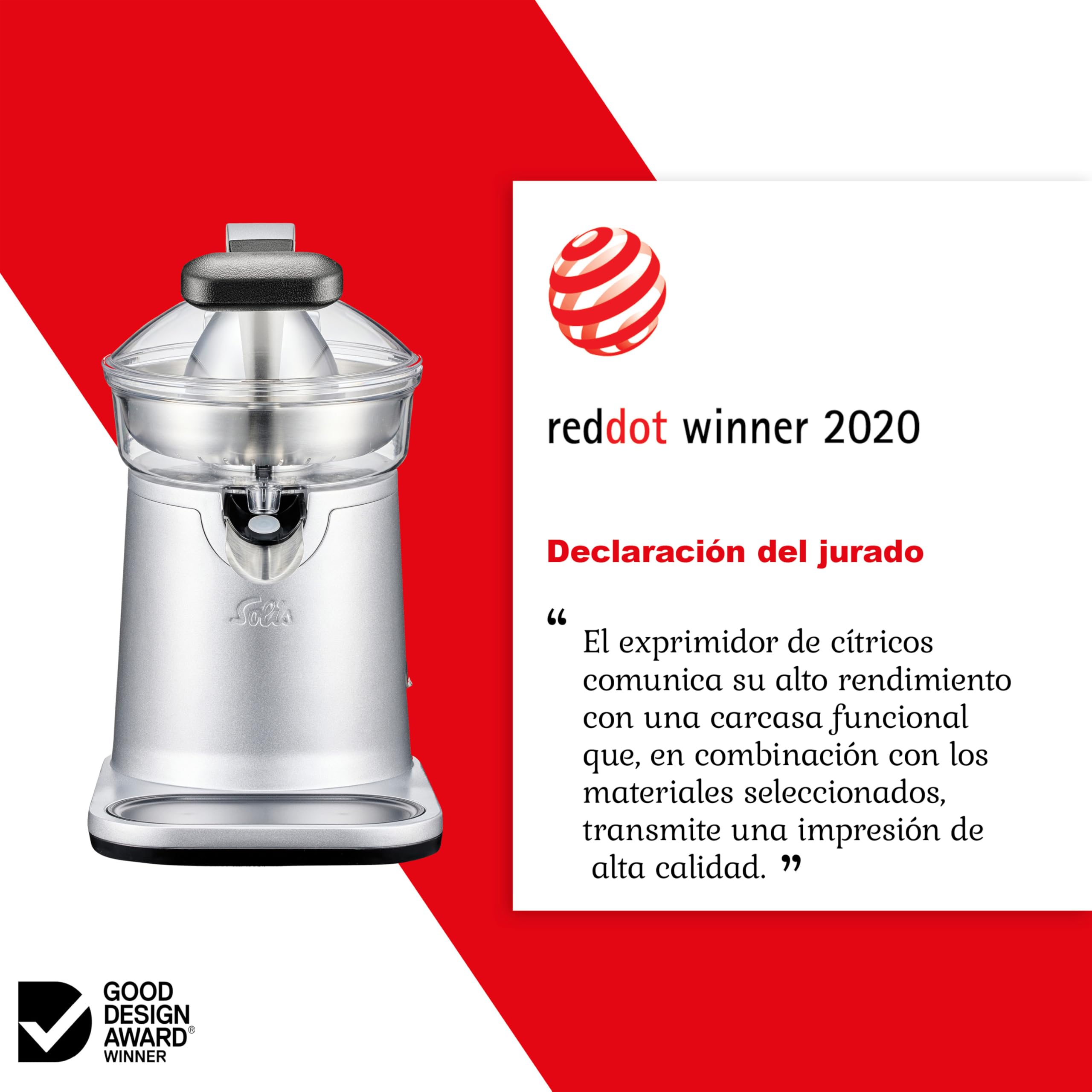 Solis Citrus Press Station 8454 - Exprimidor eléctrico de acero inoxidable - Exprimidor automático - Apto para lavavajillas - Exprimidor de limón