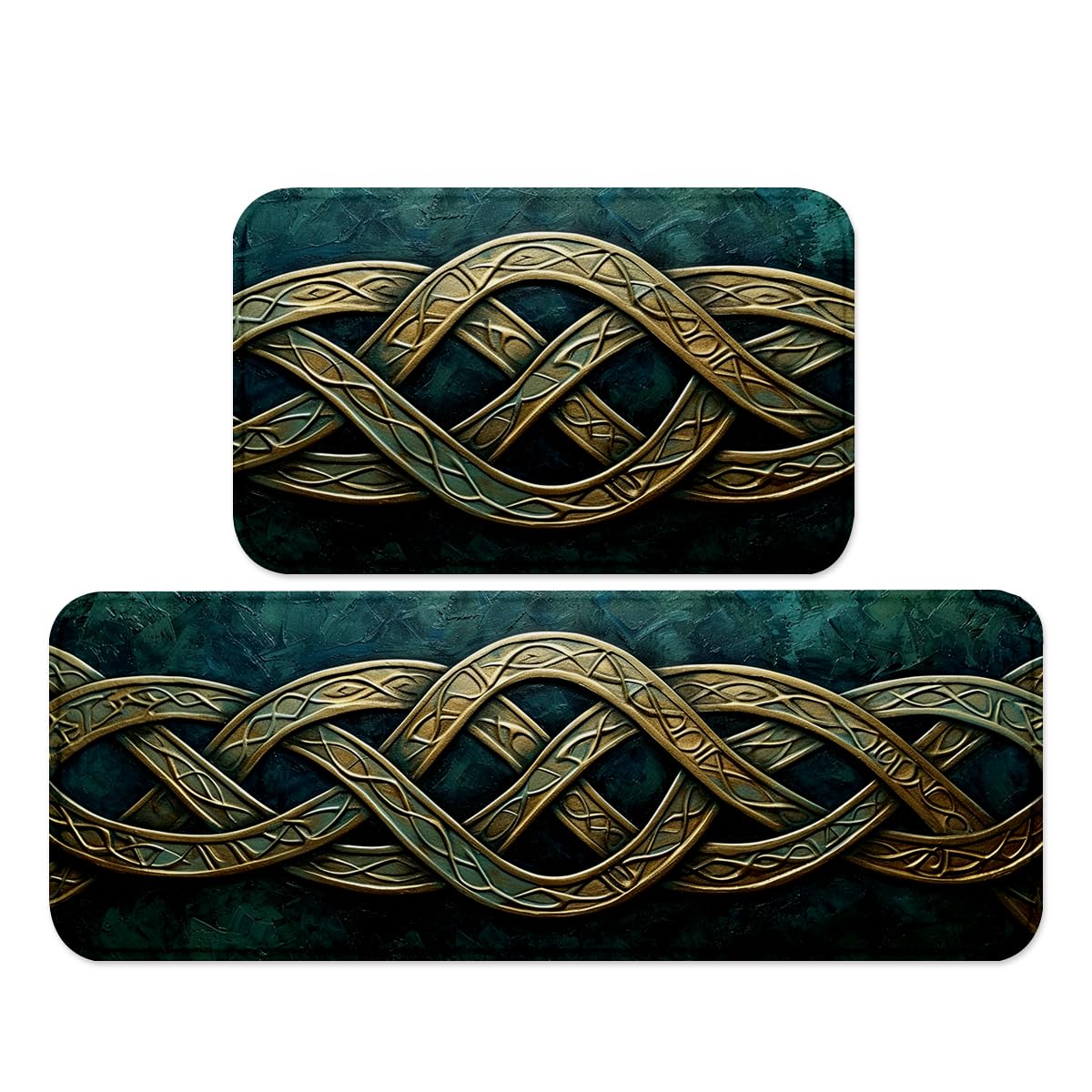 Nordic Celtic Knot Mats, Vintage Kont Rugs, Water Absorbent Carpet for Bedroom, Non-Slip Washable Kitchen Floor Carpet, Soft and Comfortable for Living Rooms, Bedrooms Home Office Indoor Decoration