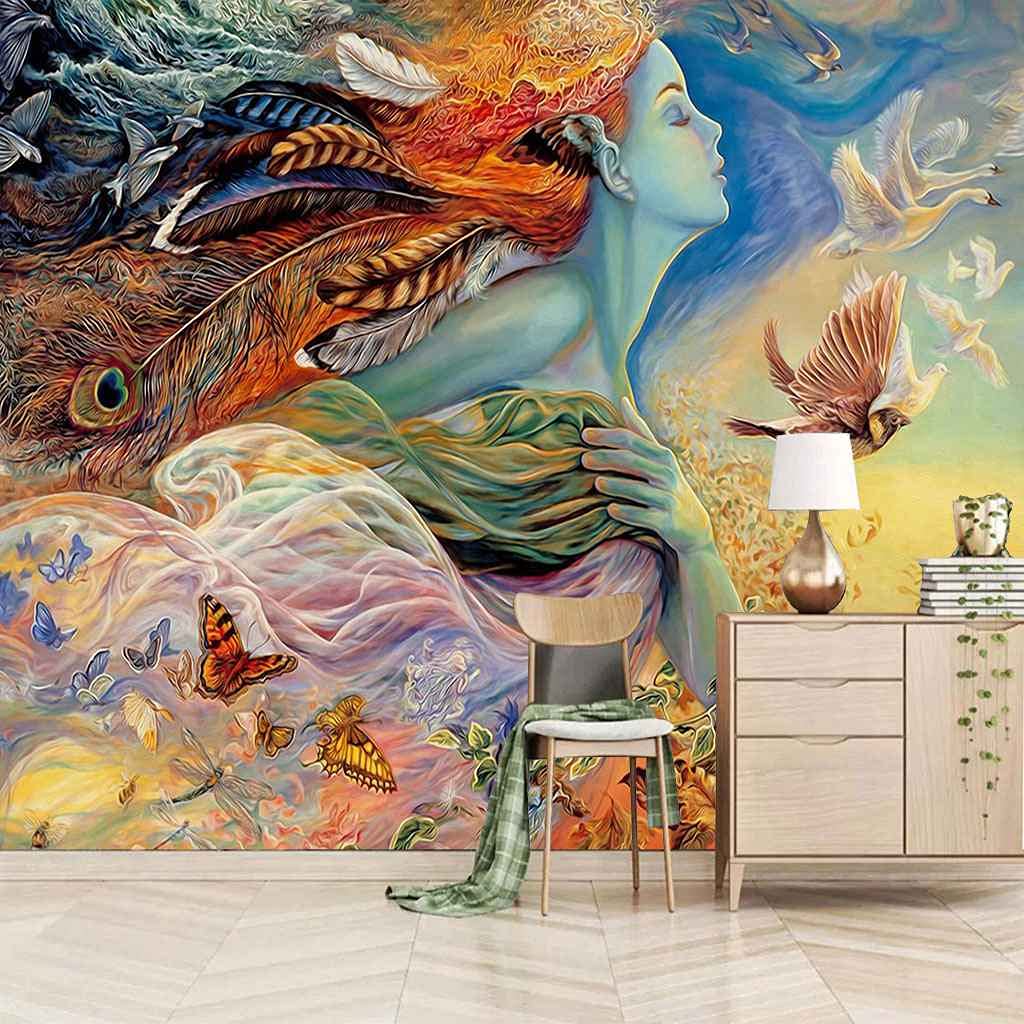 Papier peint fille art abstrait pour décorer une chambre d'enfant ou un bureau moderne