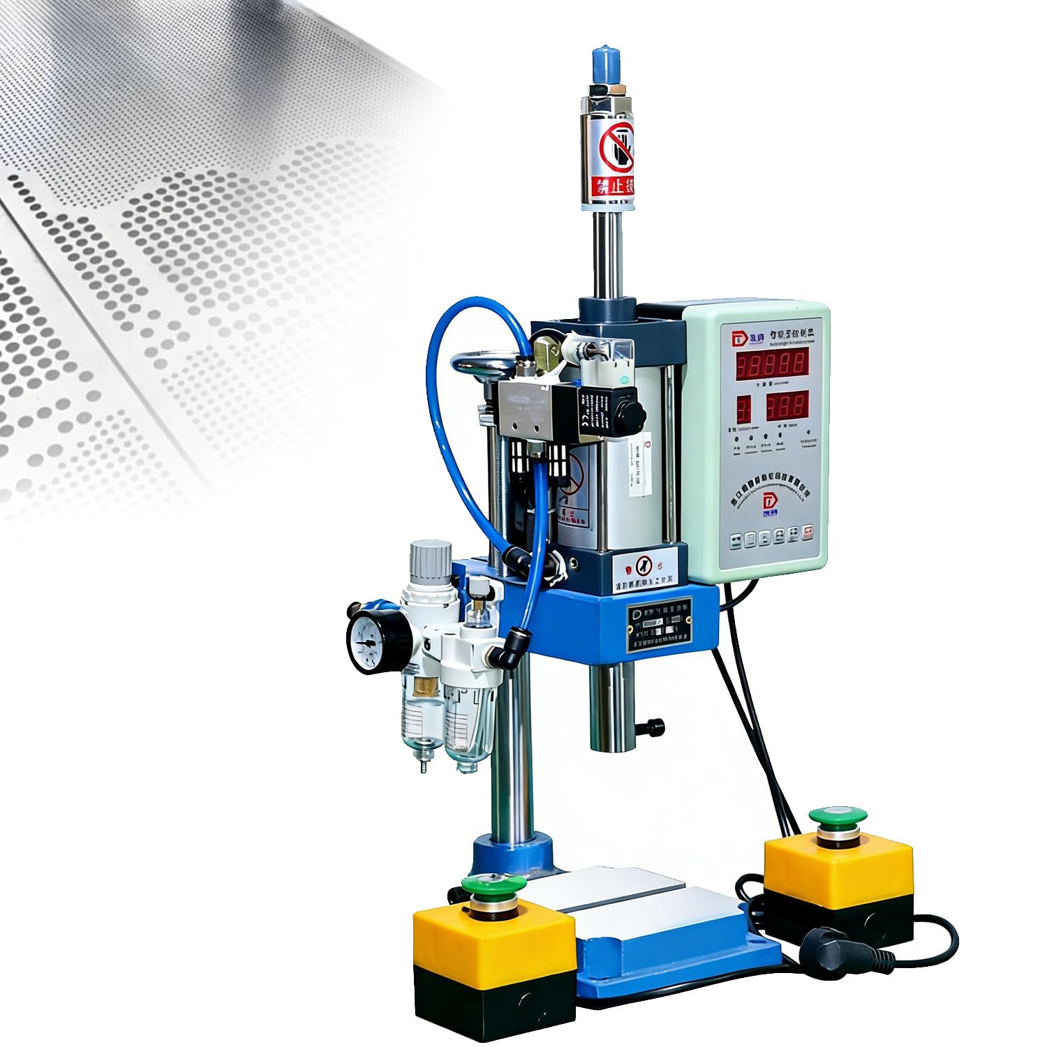 CelyToe High Precision Pneumatic Stamping Machine Desktop Pneumatic Punch Press Pneumatic Press Machine with 4 Optional Configurations for Workshop Bearing Press Riveting & Plastic Molding D