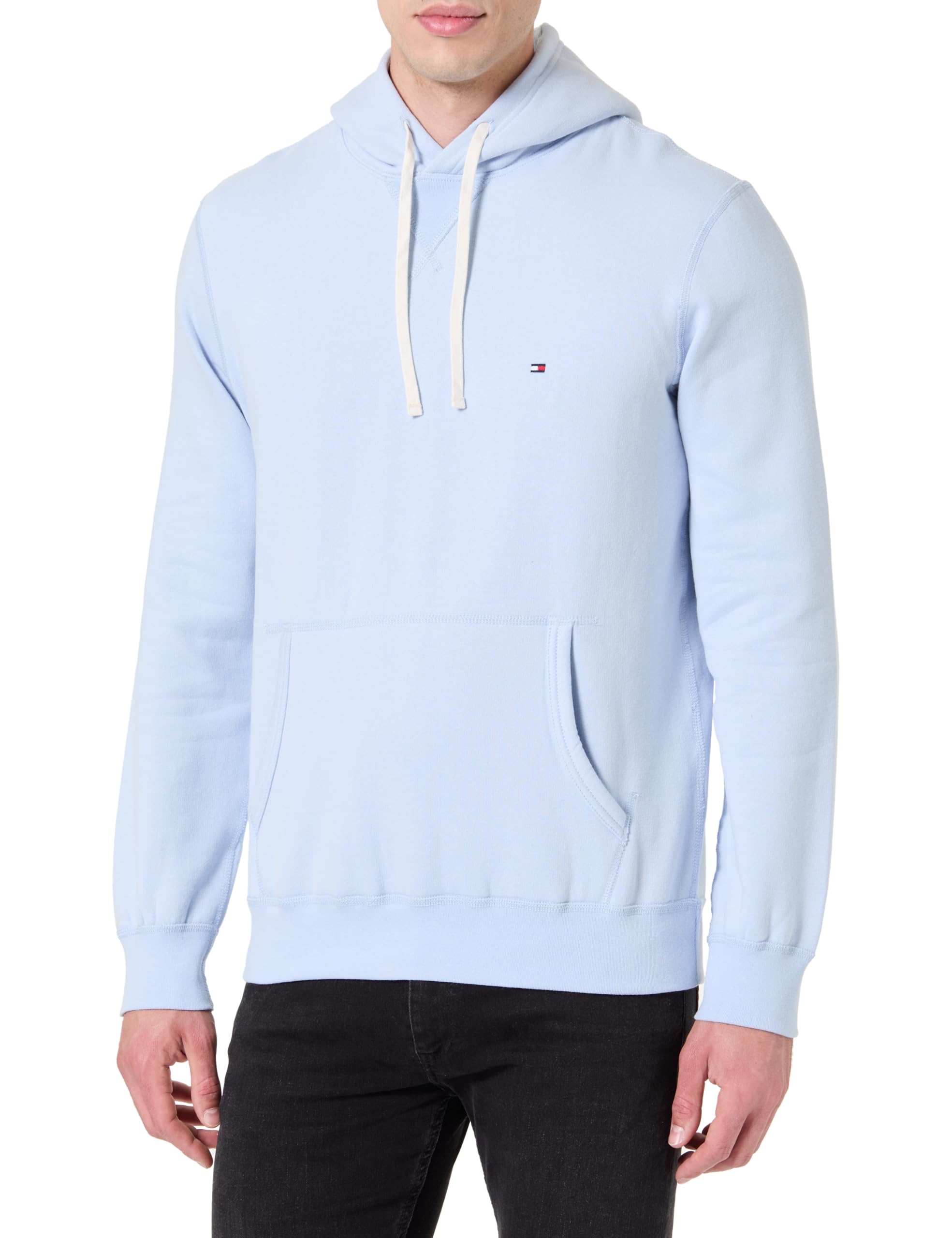 Tommy Hilfiger Męska bluza z kapturem ESS SEZONAL MW0MW39997 Bluza z kapturem, niebieska, M, Niebieski (Breezy Blue), M