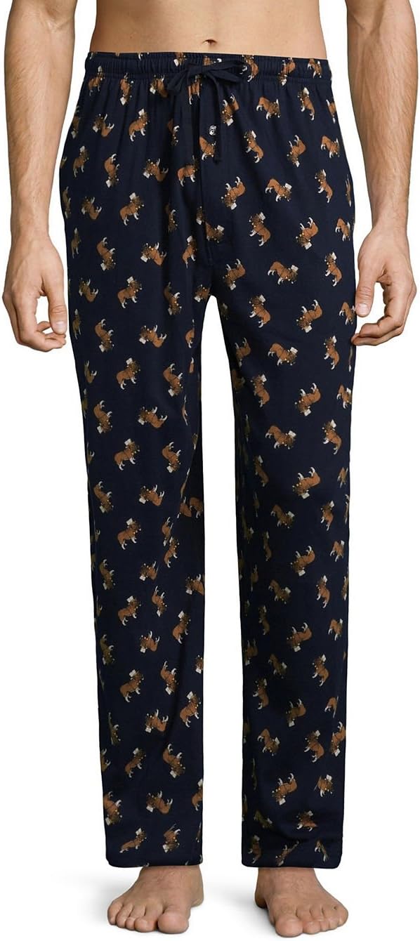 Stafford Men's Bulldog Theme Knit Pajama Pants Sleep Bottoms, Big and Tall, Navy Bulldog