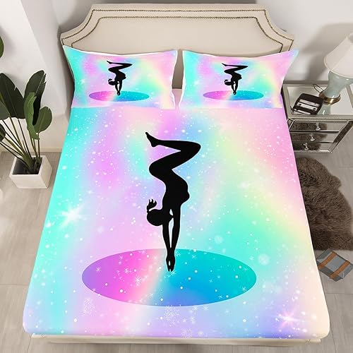 Miniatura 9 de Juego de ropa de cama de bailarina de ballet, tamaño matrimonial para niñas, sábana bajera ajustable de bailarina bailarina para niños,