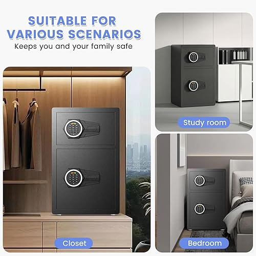 Miniatura 6 de Caja fuerte grande, caja fuerte para el hogar de 5.0 cachorros con llave retroiluminada y estante extraíble, caja fuerte para negocios con alarma